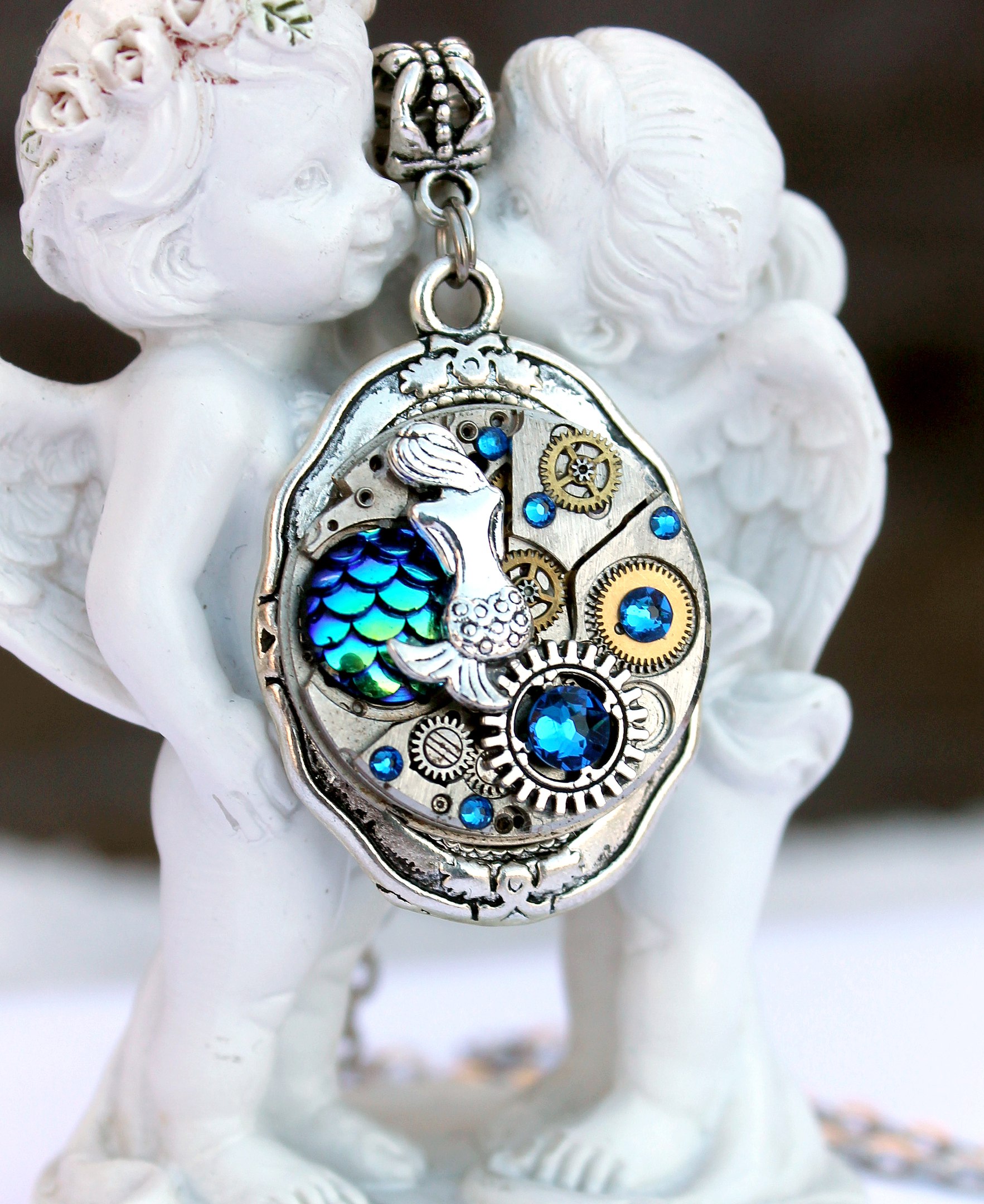 Стимпанк Кулон со Сваровски "Богиня Моря"