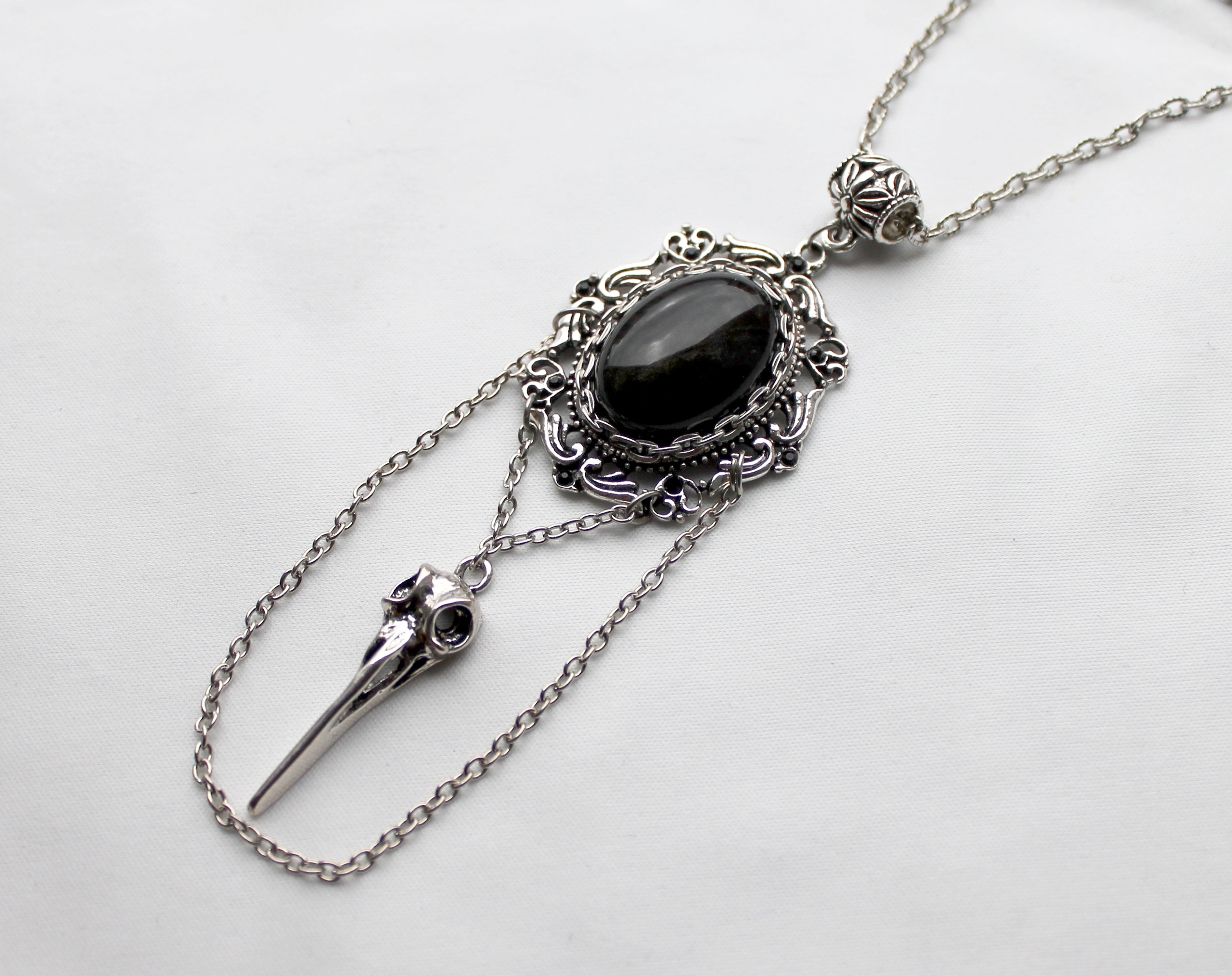 Винтажная Подвеска с Обсидианом "В Объятьях Ночи"