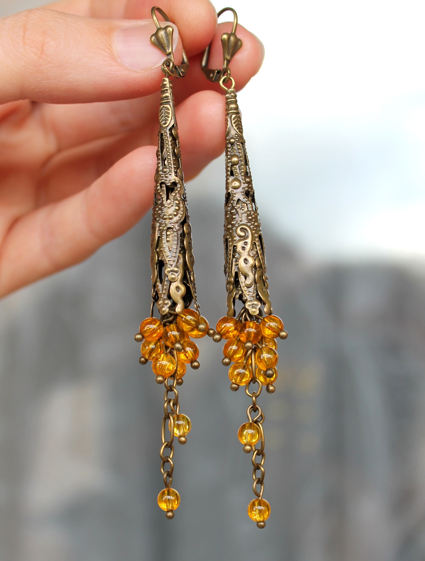 Винтажные серьги с Натуральным Цитрином🍂