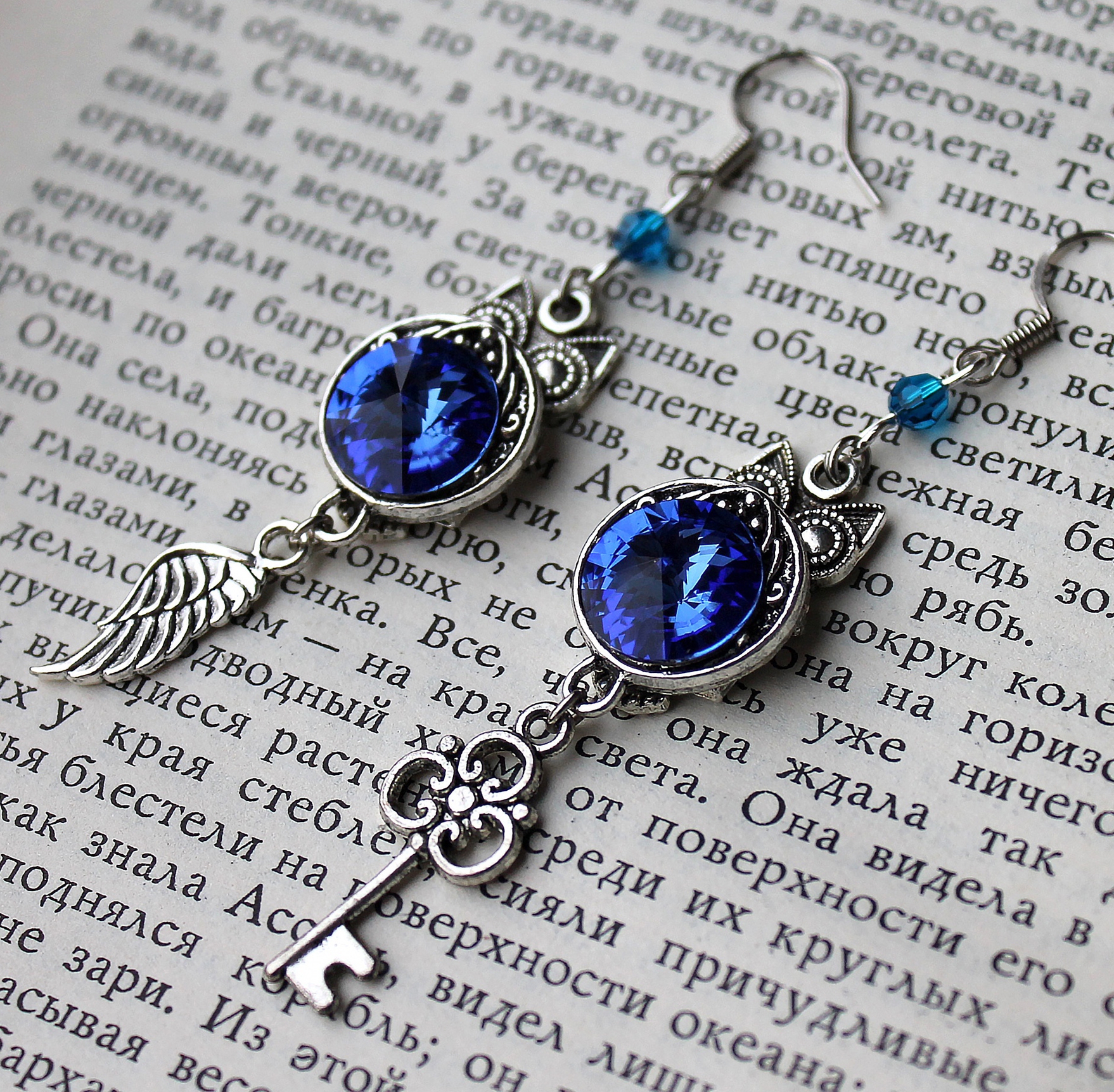 Милые серьги с кристаллами Swarovski "Совушки на Удачу"