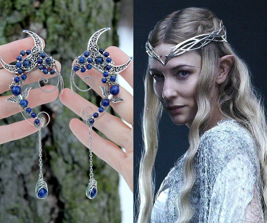 Комплект из двух Каффов "Мягкий Лунный Свет" c Натуральным Лазуритом