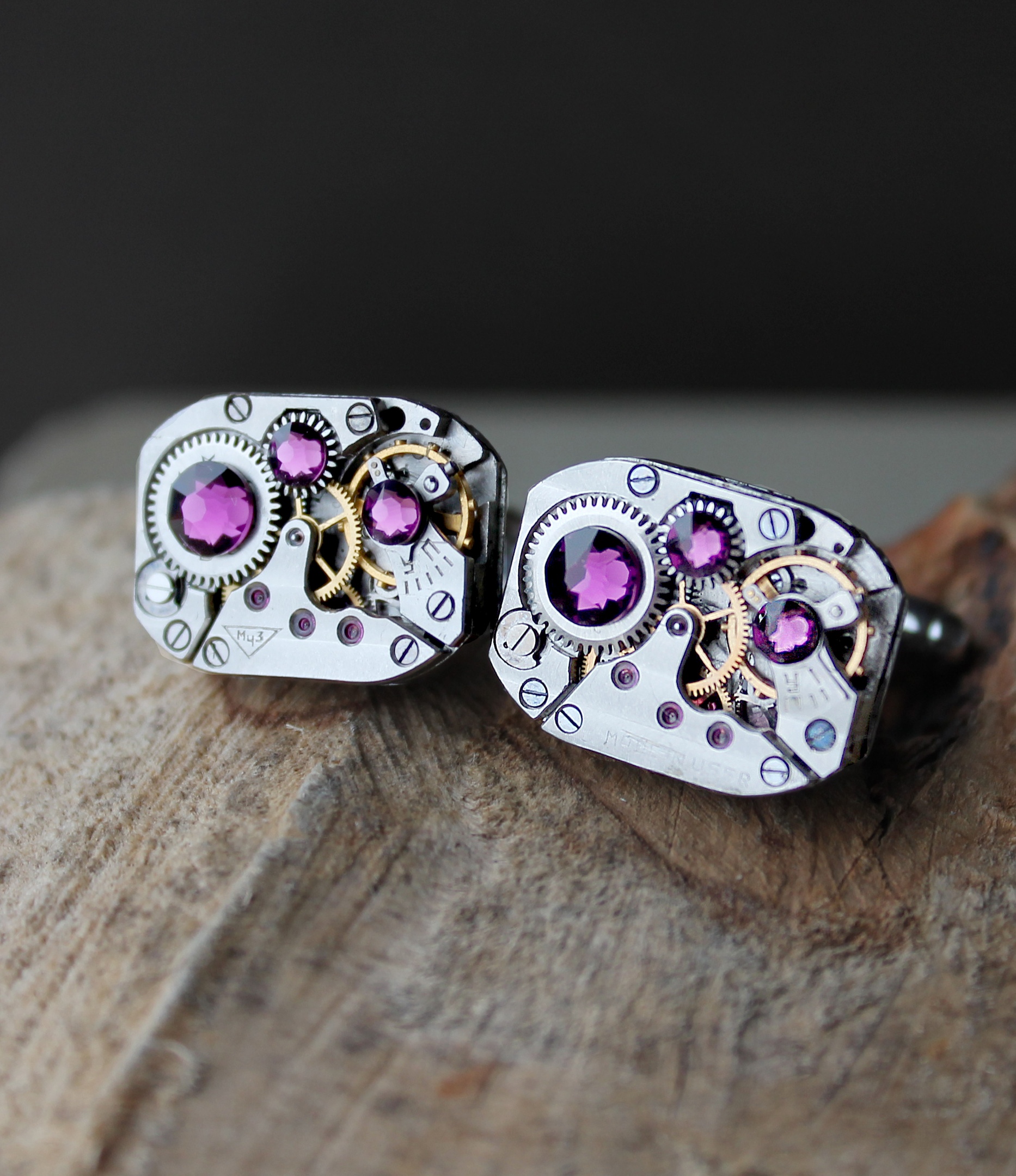 Винтажные Стимпанк Запонки "Император" со Сваровски