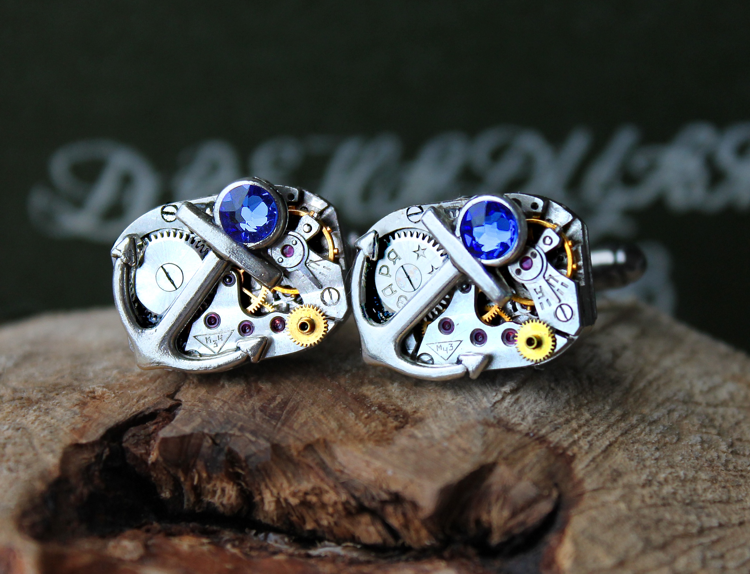 Винтажные Стимпанк Запонки "Freedom" со Сваровски