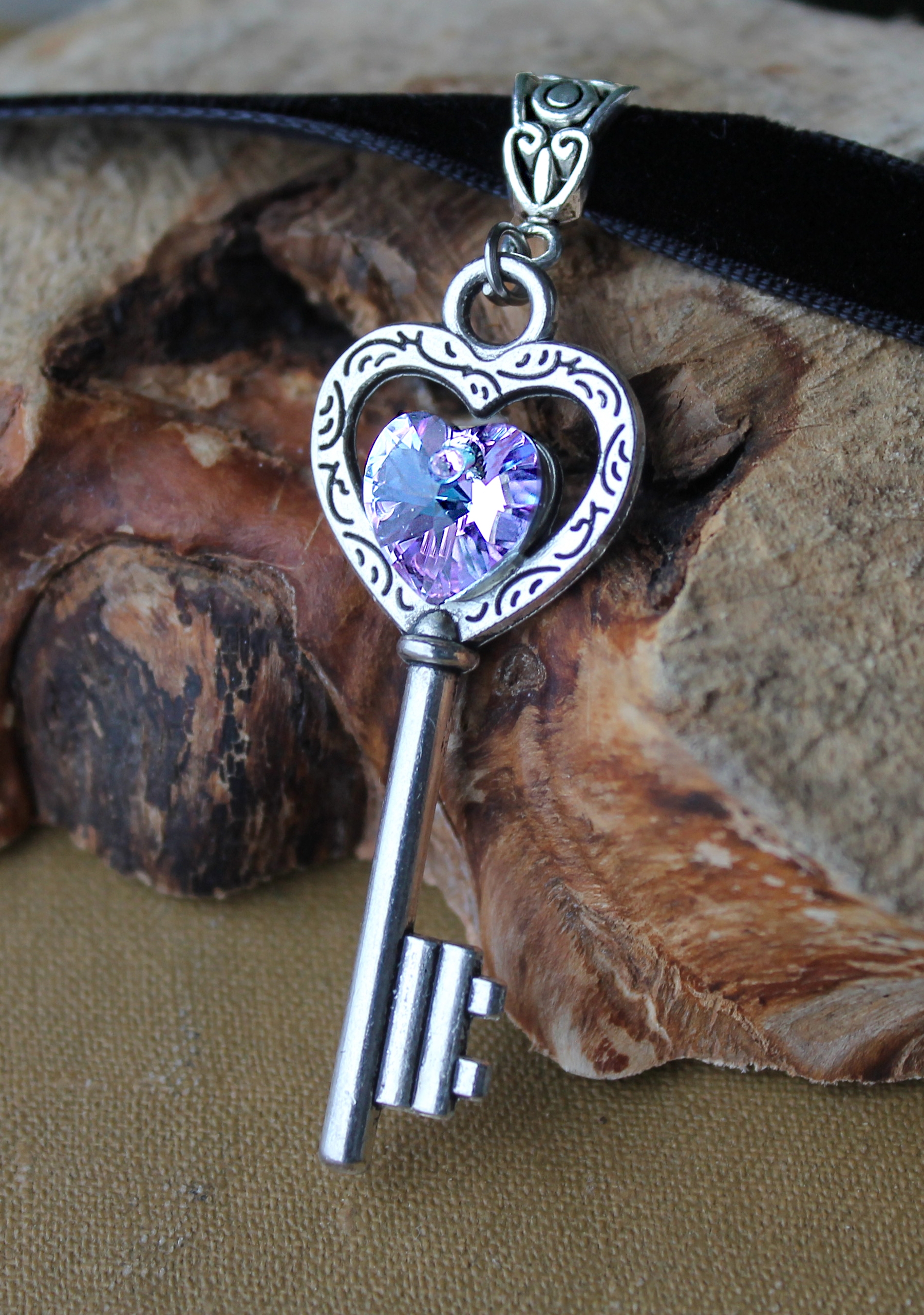 Винтажный Чокер со Сваровски "Ключик к Сердцу"