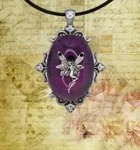 Винтажная подвеска с агатом и феей