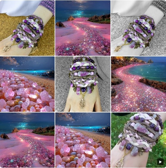 Изображение 3 товара Удивительный Широкий Кожаный Бохо Браслет с Натуральными Камнями "Райский Сад"