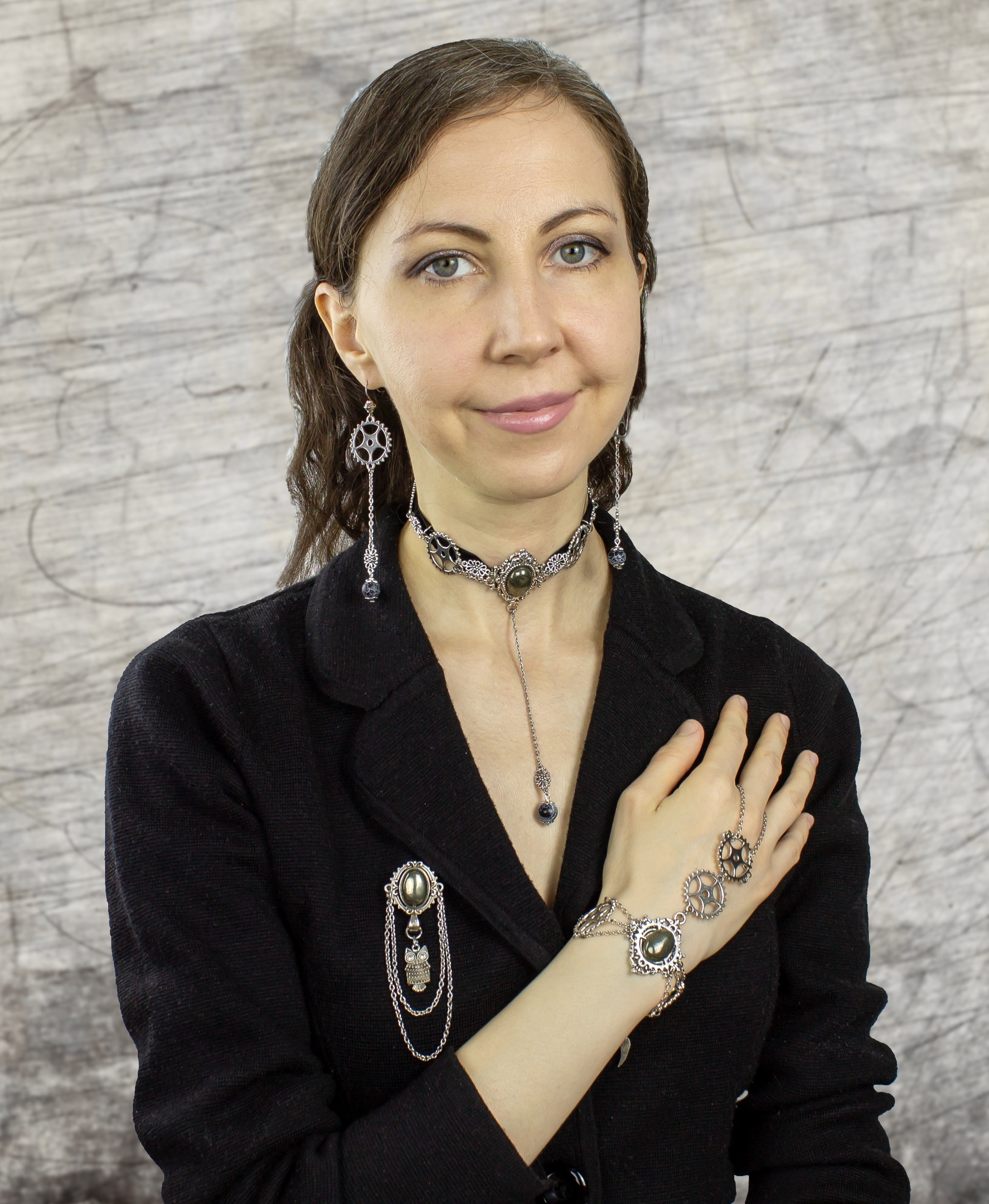 Изображение 2 товара Винтажный Стимпанк Чокер "19 век" с Пиритом и Агатом