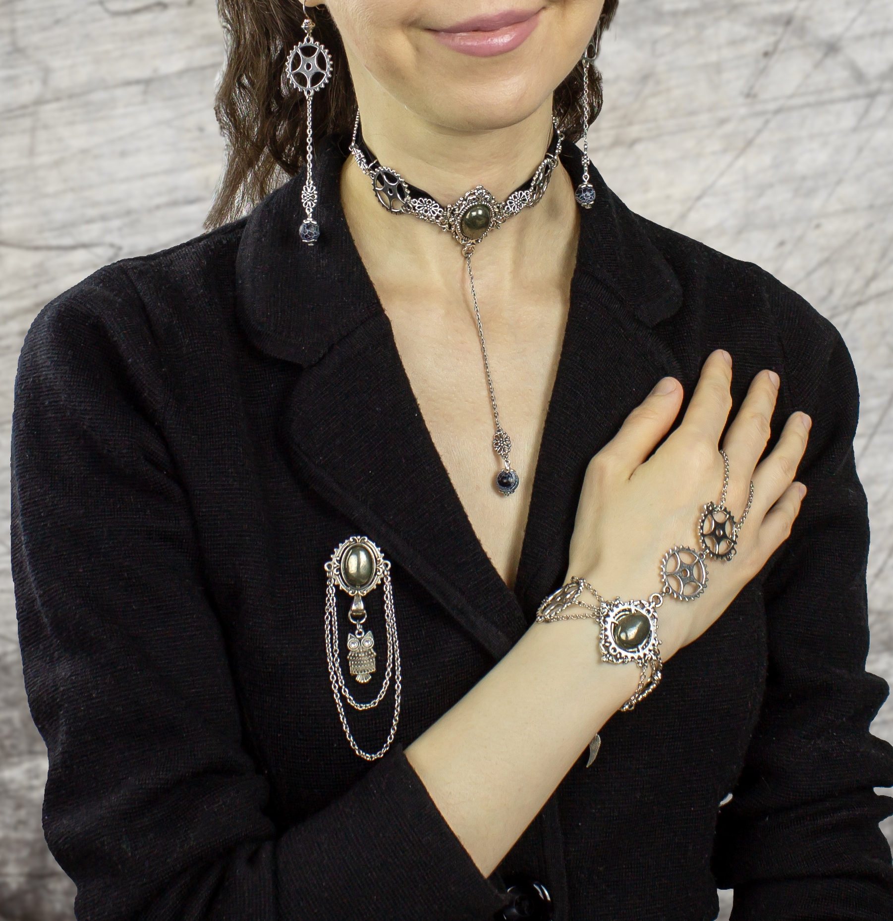 Дополнительное фото товара Винтажная Стимпанк Брошь с Пиром и Совой