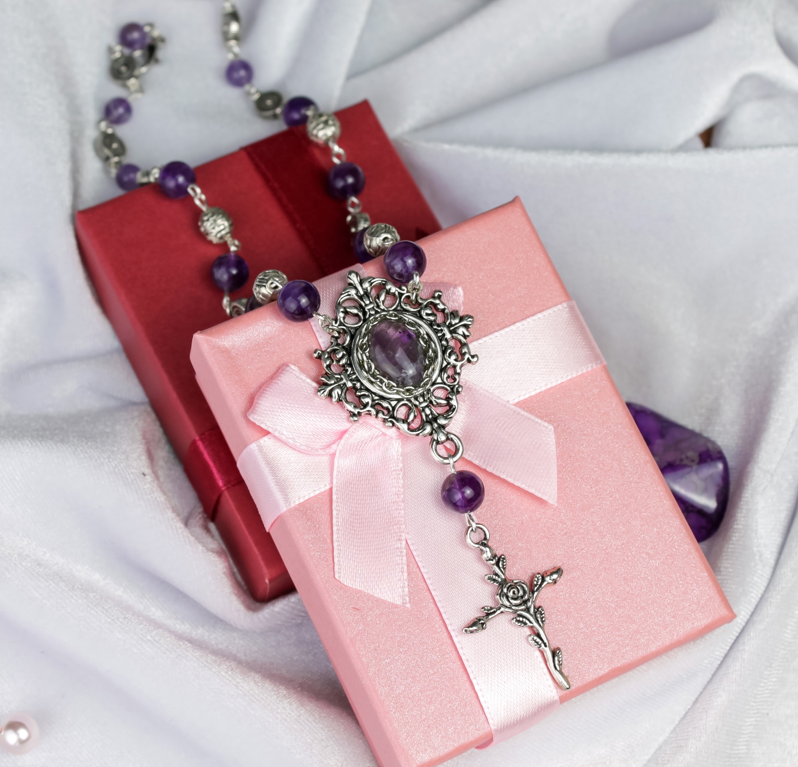 Винтажный комплект аметист браслет серьги колье