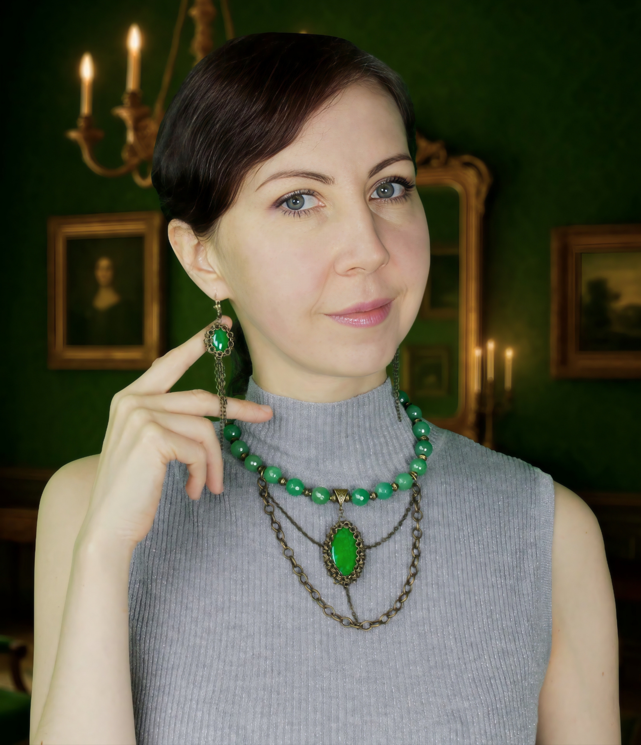 Роскошный комплект агат авантюрин