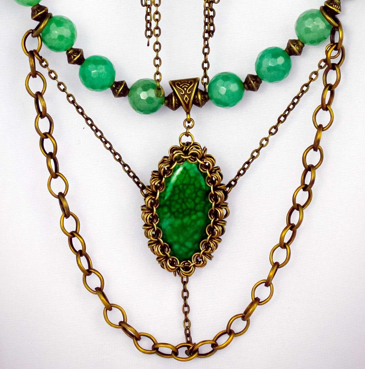 Изображение 2 товара Роскошный комплект украшений с агатом и авантюрином💚.