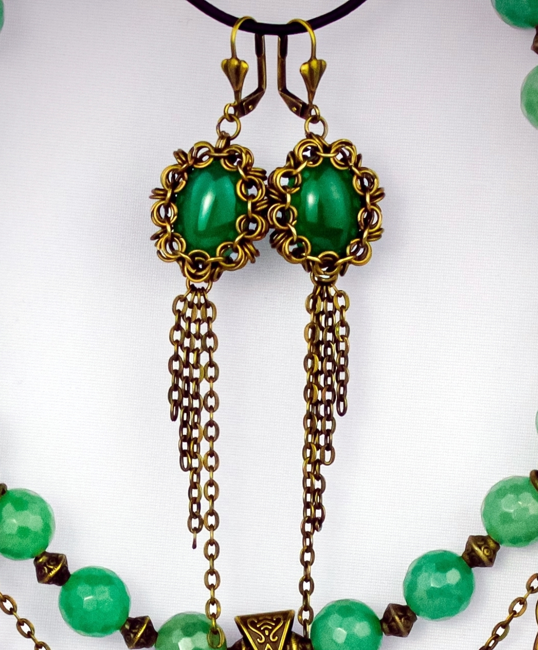 Изображение 3 товара Роскошный комплект украшений с агатом и авантюрином💚.