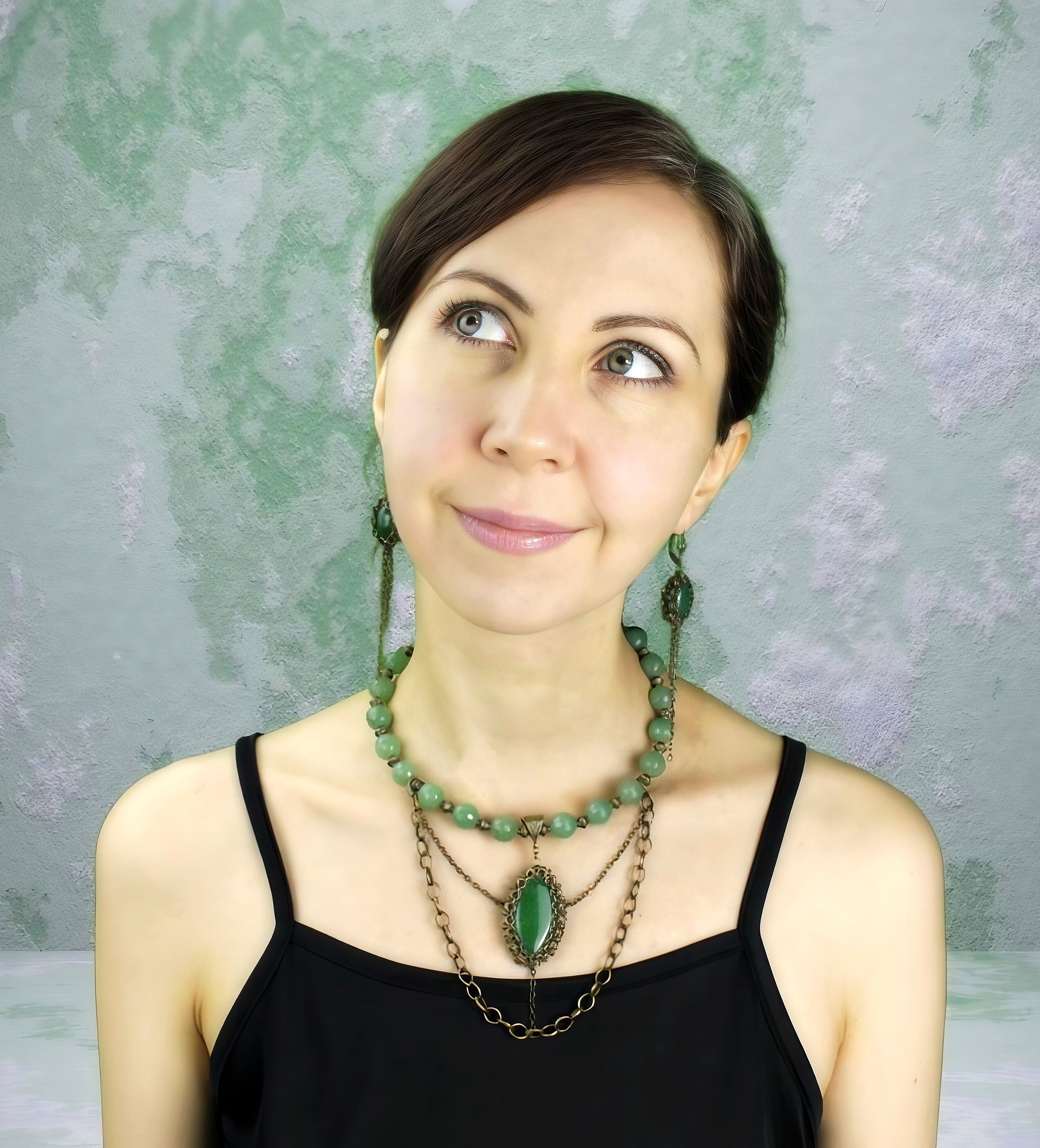 Изображение 4 товара Роскошный комплект украшений с агатом и авантюрином💚.