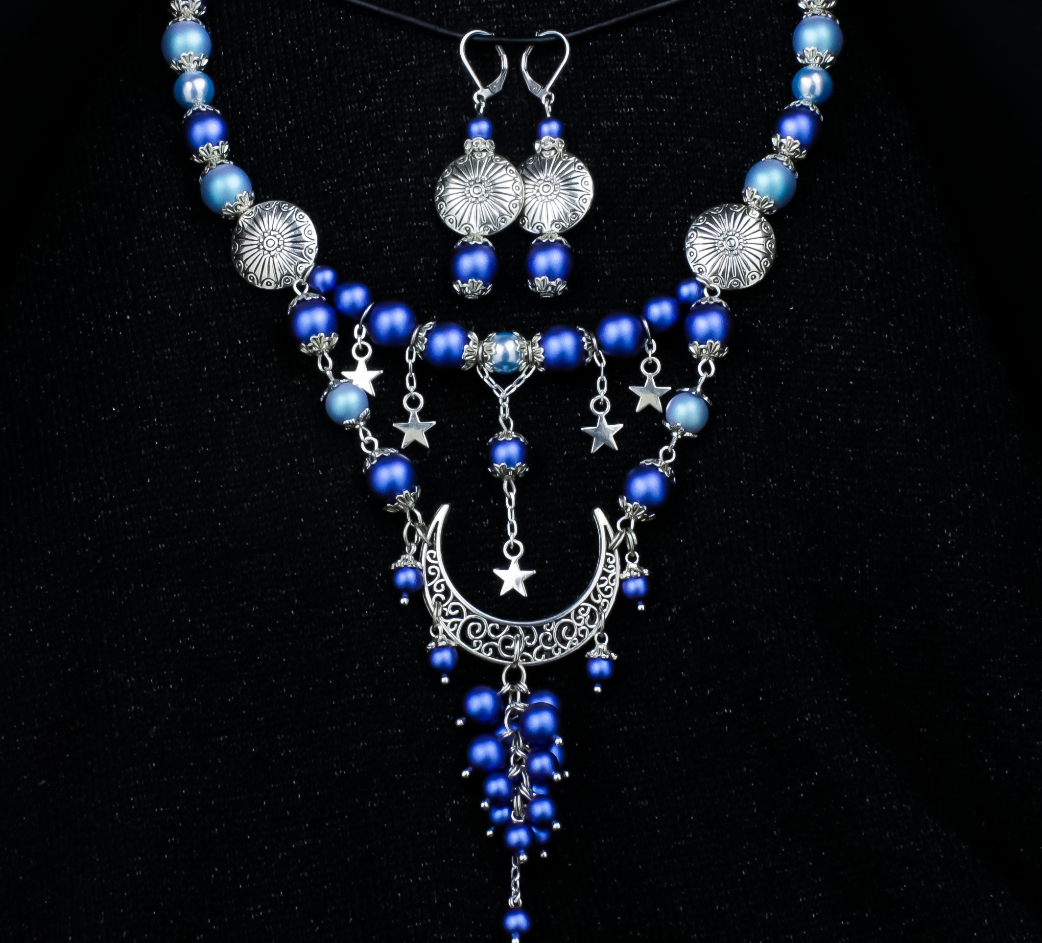 Колье Звёздное Небо жемчуг Swarovski