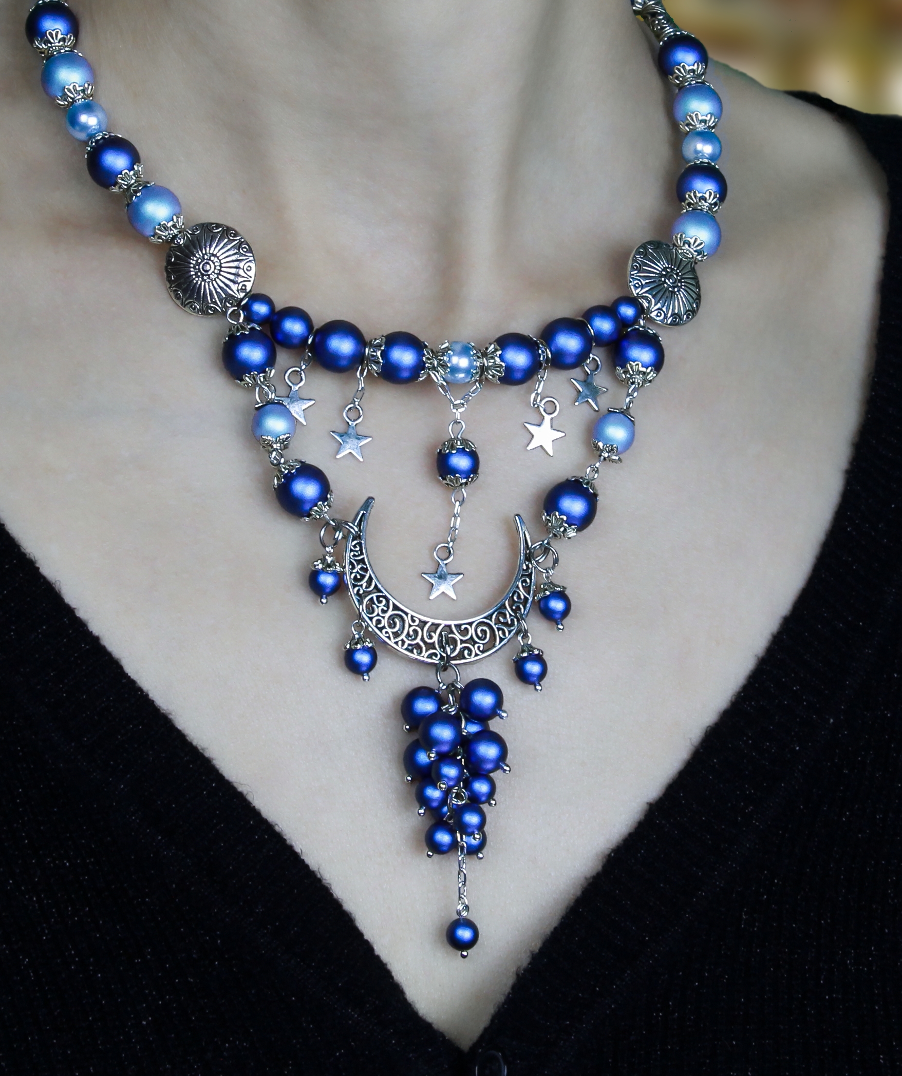 Изображение 4 товара Колье «Звёздное Небо» — жемчуг Swаrоvski, посеребрение, космический стиль