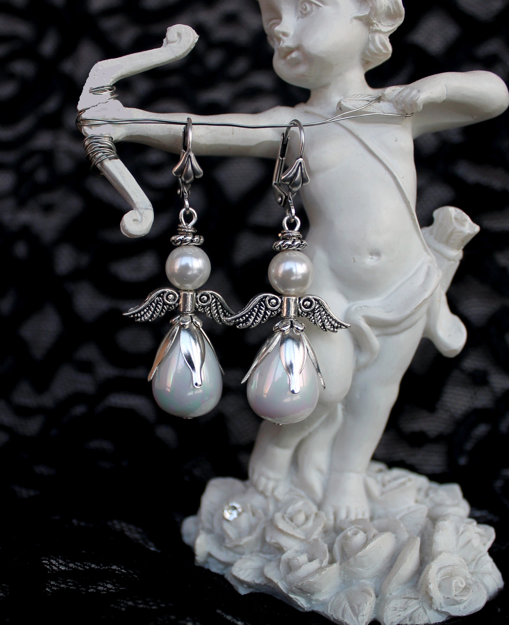 Дополнительное фото товара Винтажные Серьги с Натуральным Жемчугом "Мой Ангел"