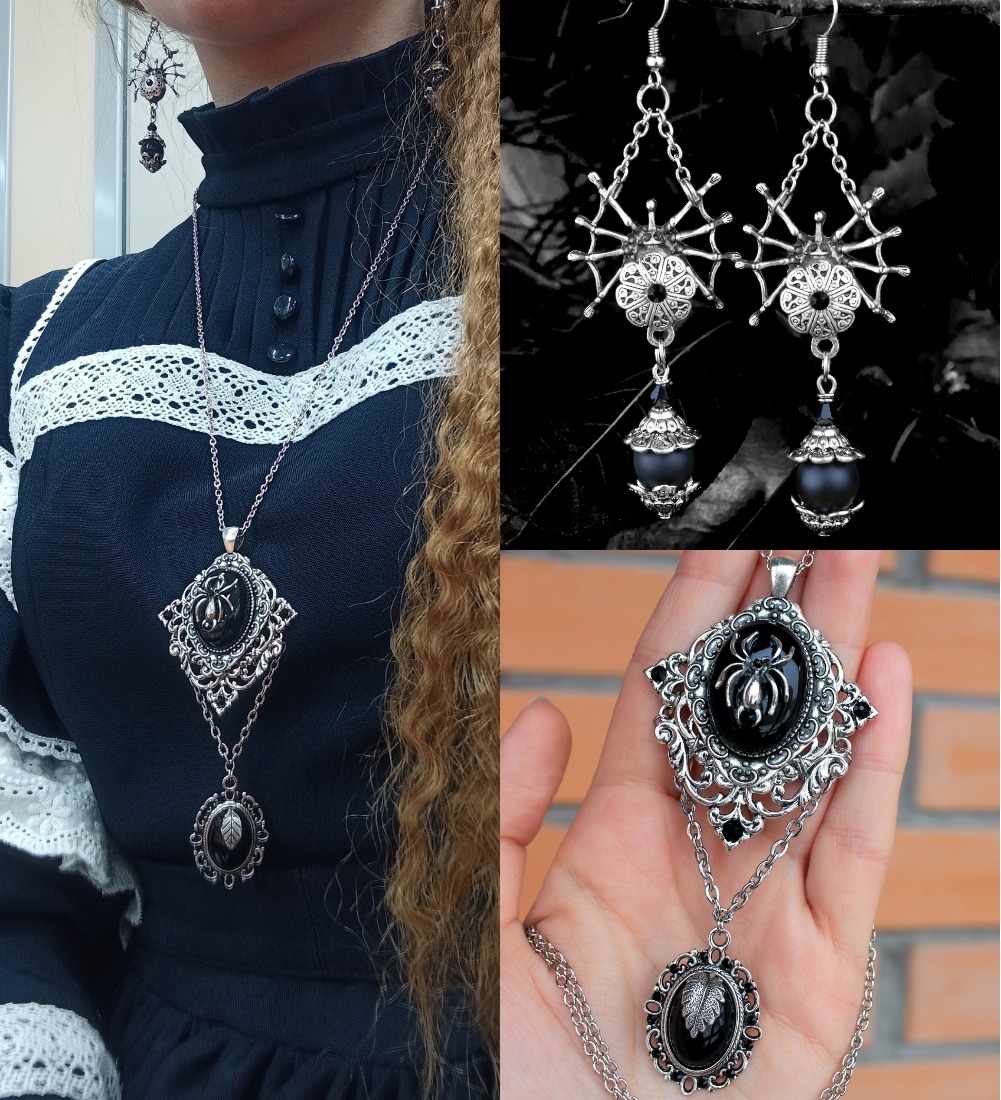 Дополнительное фото товара Колье с Обсидианом "Готика"