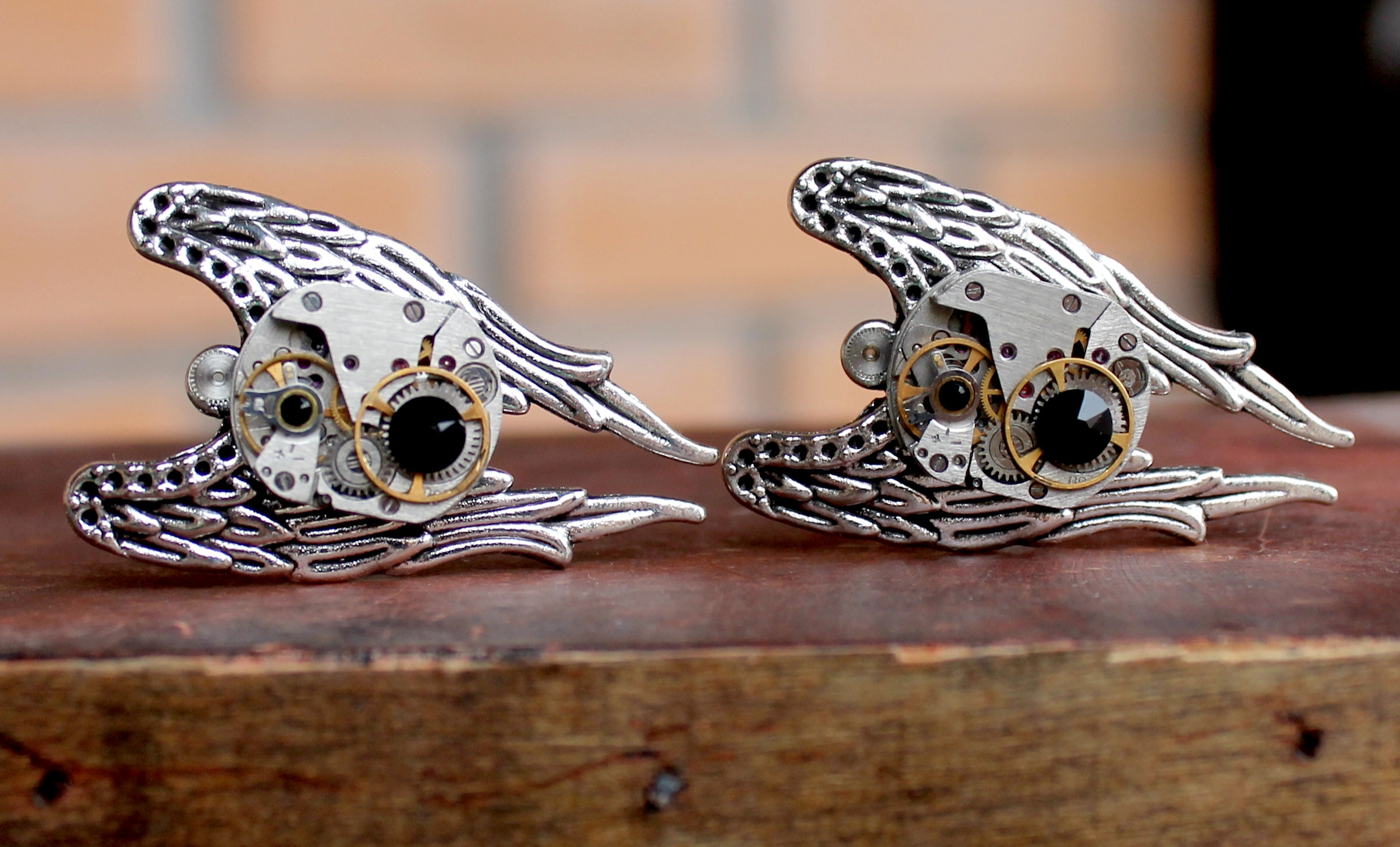 Винтажные Стимпанк Запонки"Alfа Rоmео"со Сваровски и Винтажными Часовы - фото товара