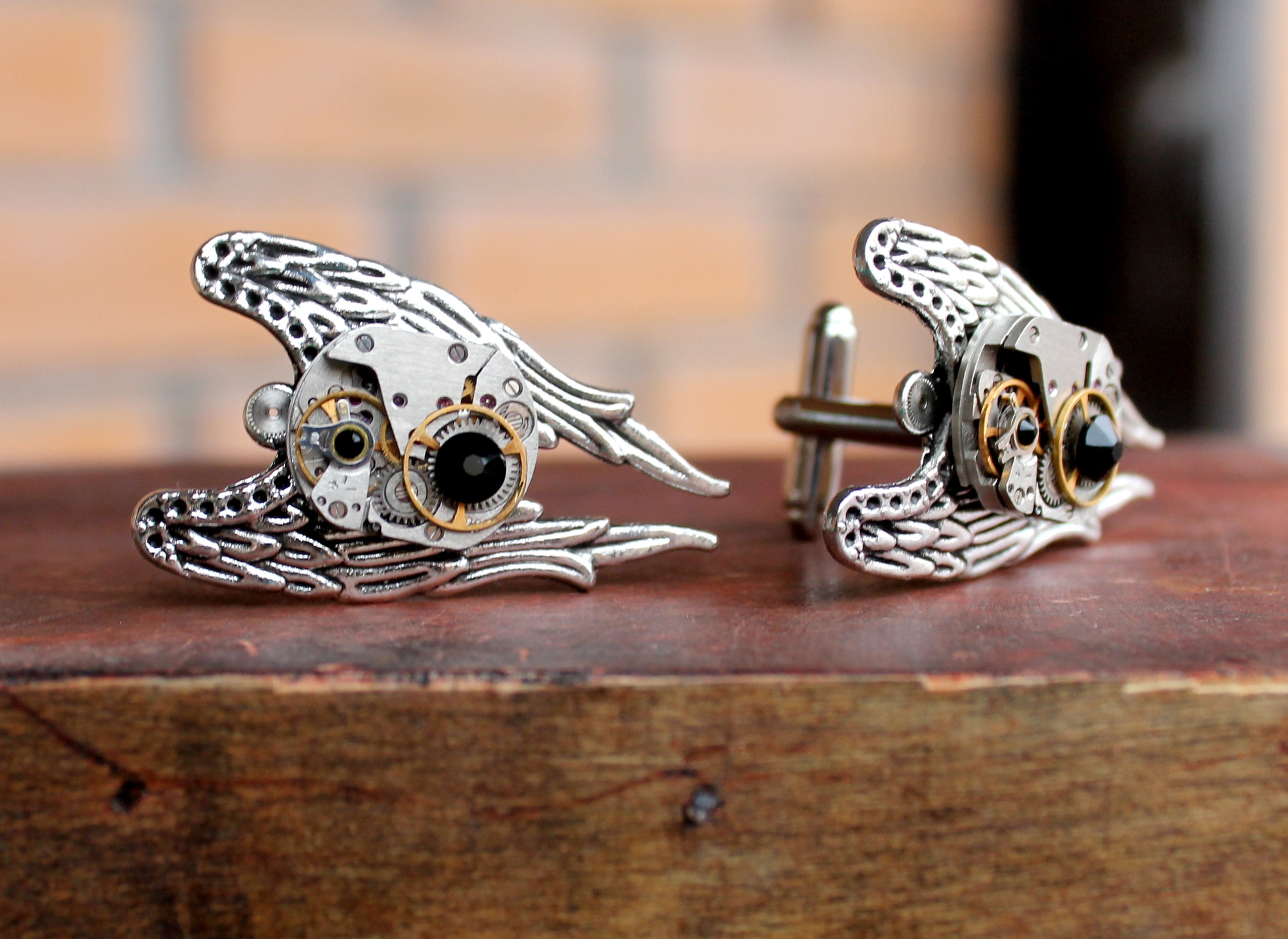 Винтажные Стимпанк Запонки"Alfа Rоmео"со Сваровски и Винтажными Часовы - фото товара