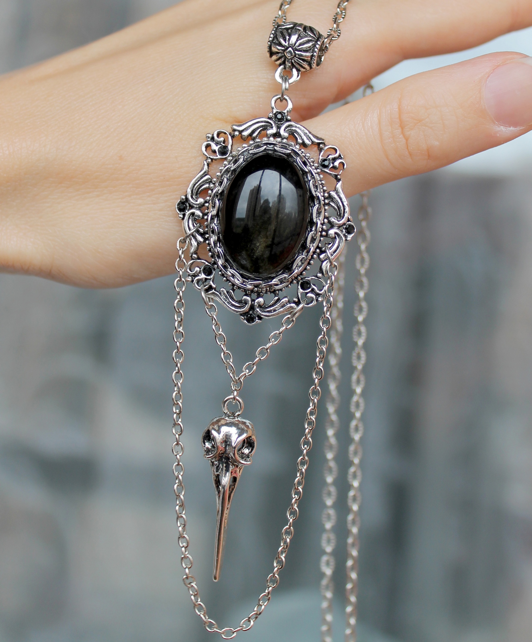 Дополнительное фото товара Винтажная Подвеска с Обсидианом "В Объятьях Ночи"