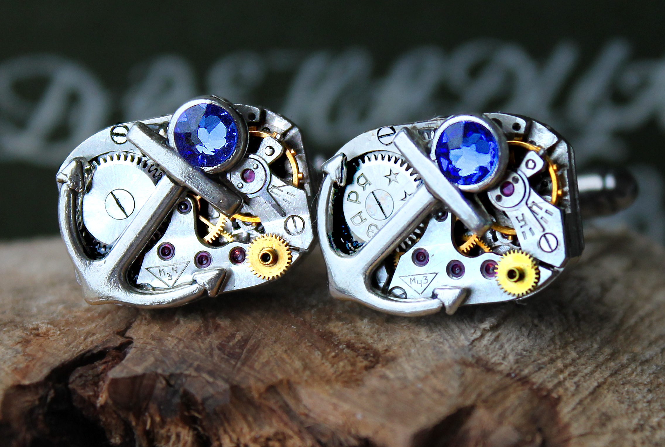 Дополнительное фото товара Винтажные Стимпанк Запонки "Frееdоm" со Сваровски