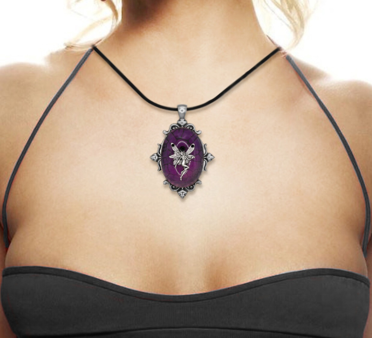 Дополнительное фото товара Винтажная Подвеска с Натуральным Агатом , Сваровски и Феей