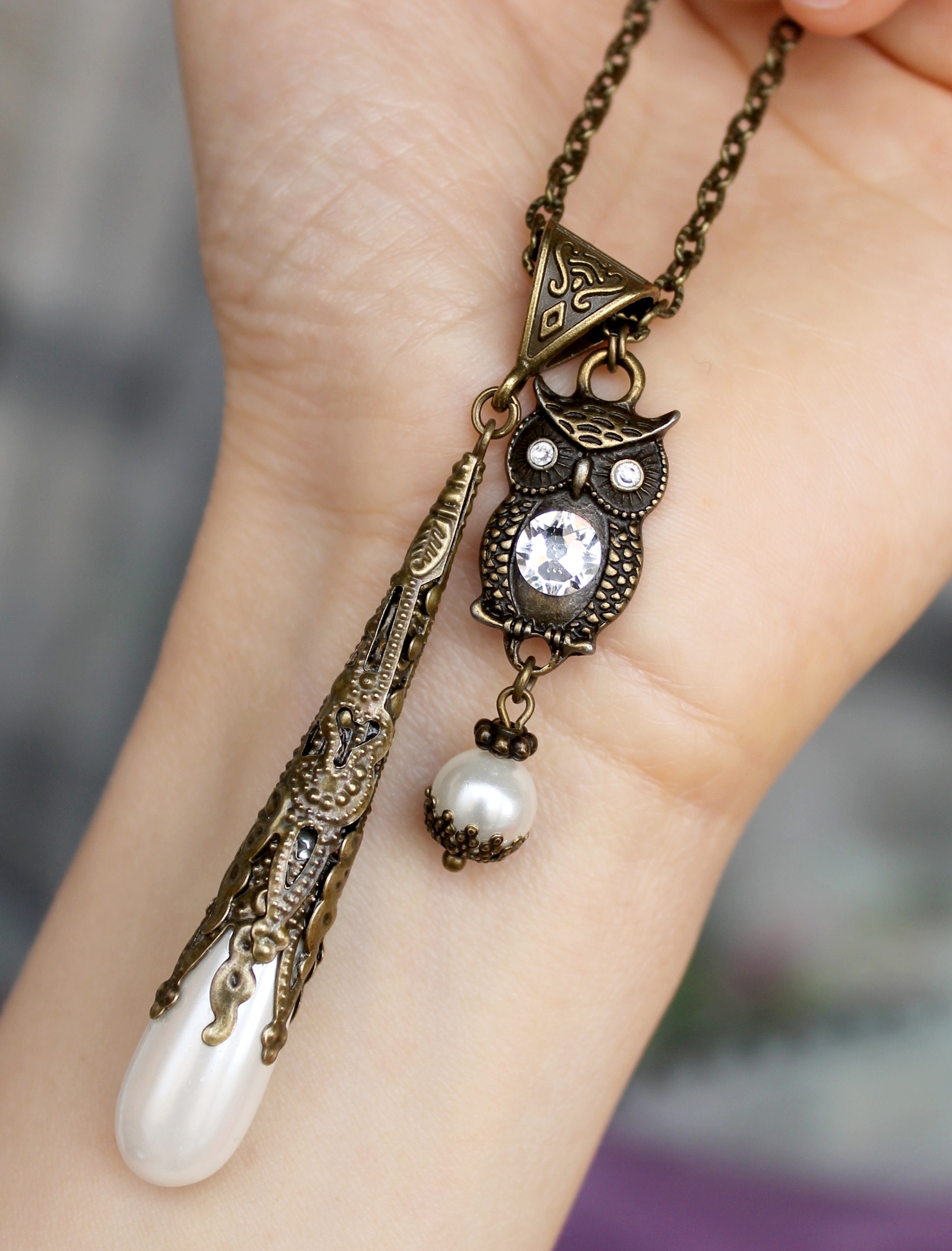 Дополнительное фото товара Винтажный Кулон "Мудрая Сова" с Натуральным Жемчугом