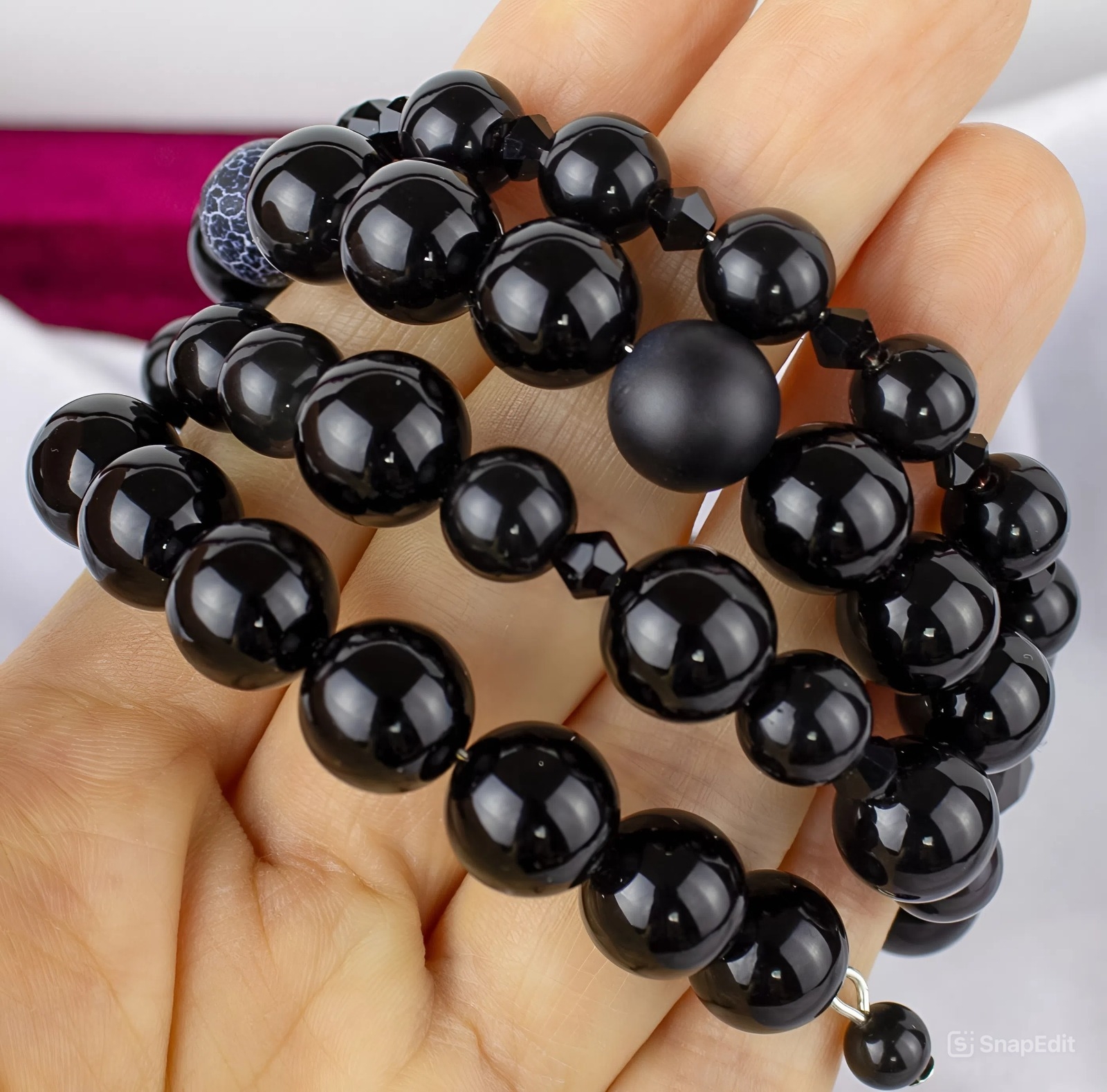 Изображение 2 товара Роскошный Браслет "Защита и Оберег" с Обсидианом, Агатом и Сваровски