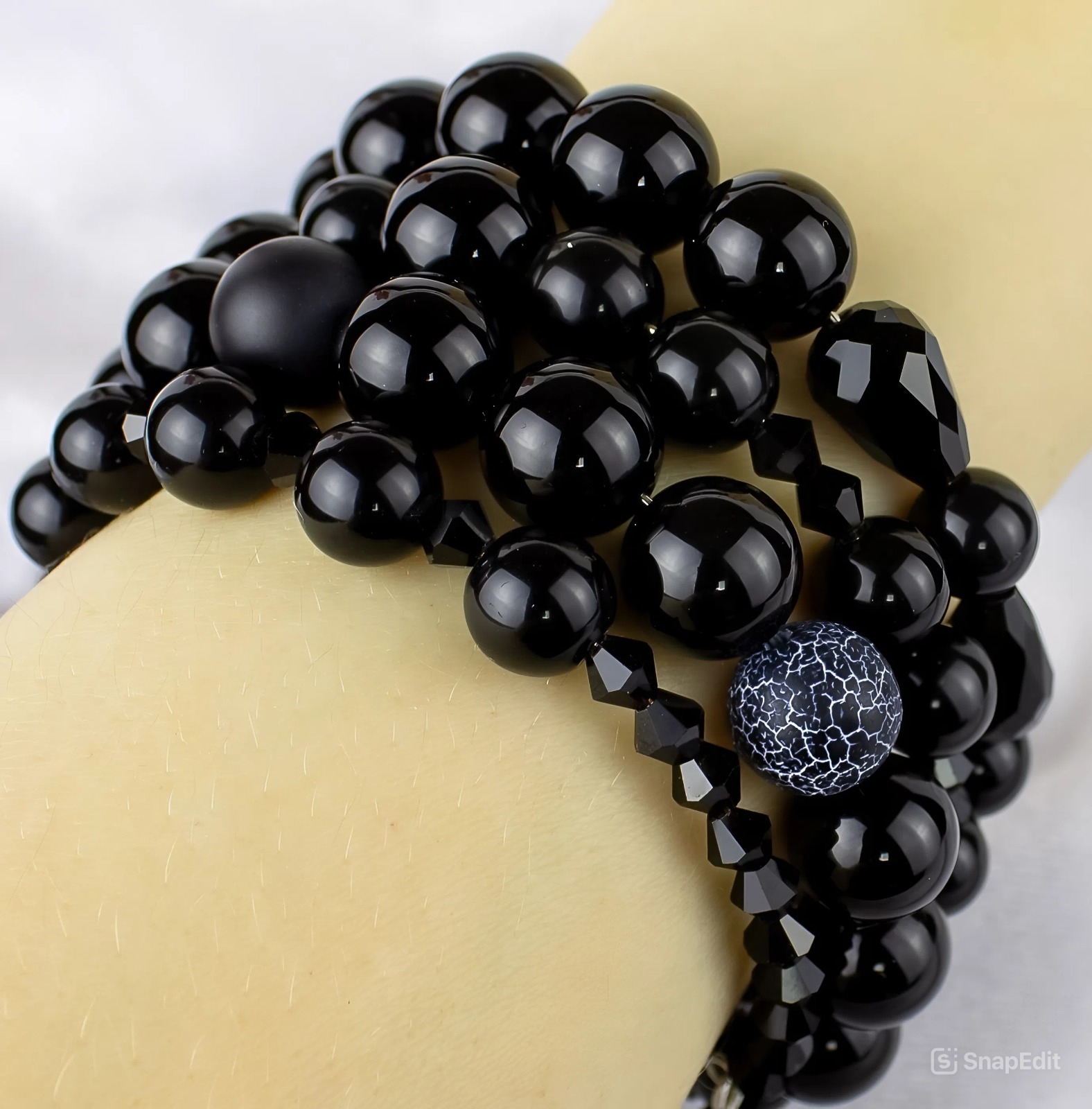 Изображение 3 товара Роскошный Браслет "Защита и Оберег" с Обсидианом, Агатом и Сваровски