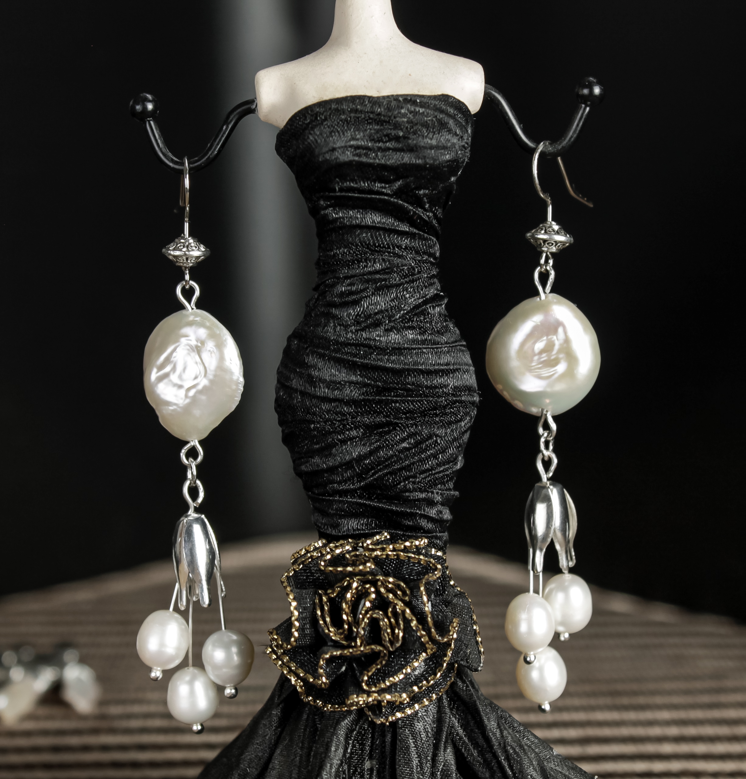 Изображение 2 товара Винтажные Серьги "Танец Жемчужных Капель" с  Натуральным Жемчугом