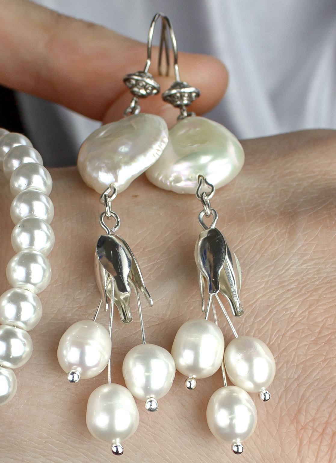 Изображение 3 товара Винтажные Серьги "Танец Жемчужных Капель" с  Натуральным Жемчугом