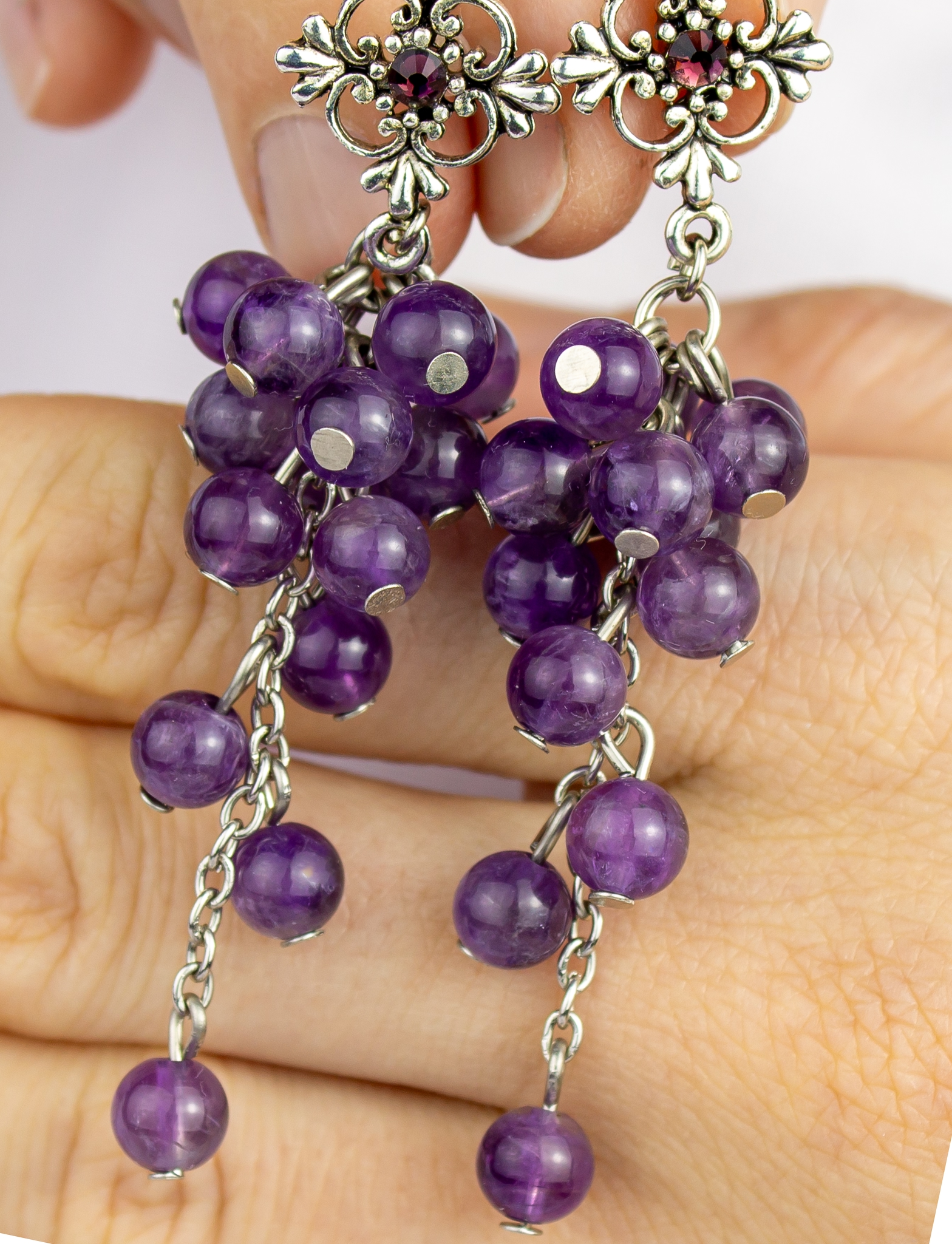 Дополнительное фото товара Винтажные  Серьги - Грозди с Аметистом