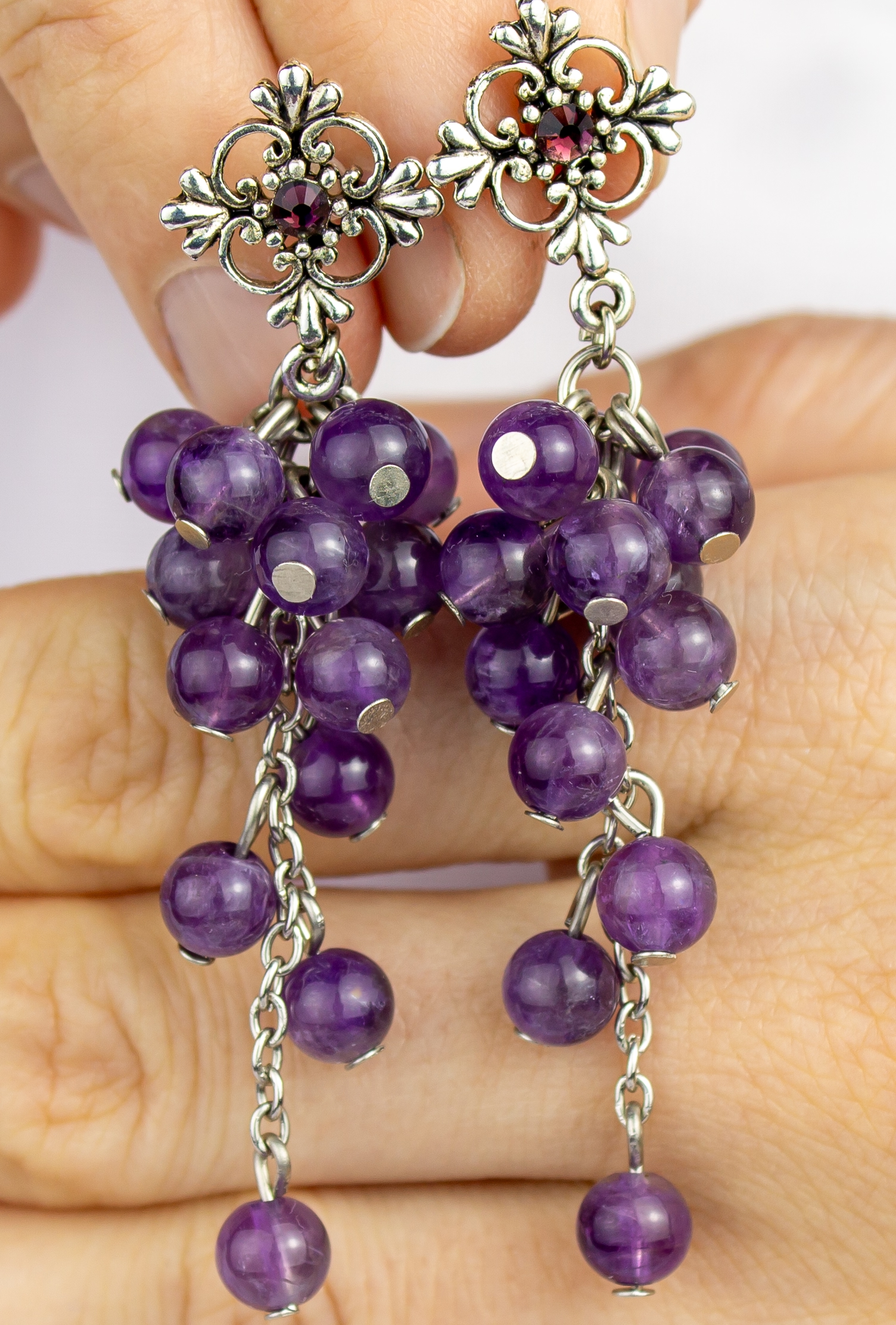 Изображение 2 товара Винтажные  Серьги - Грозди с Аметистом