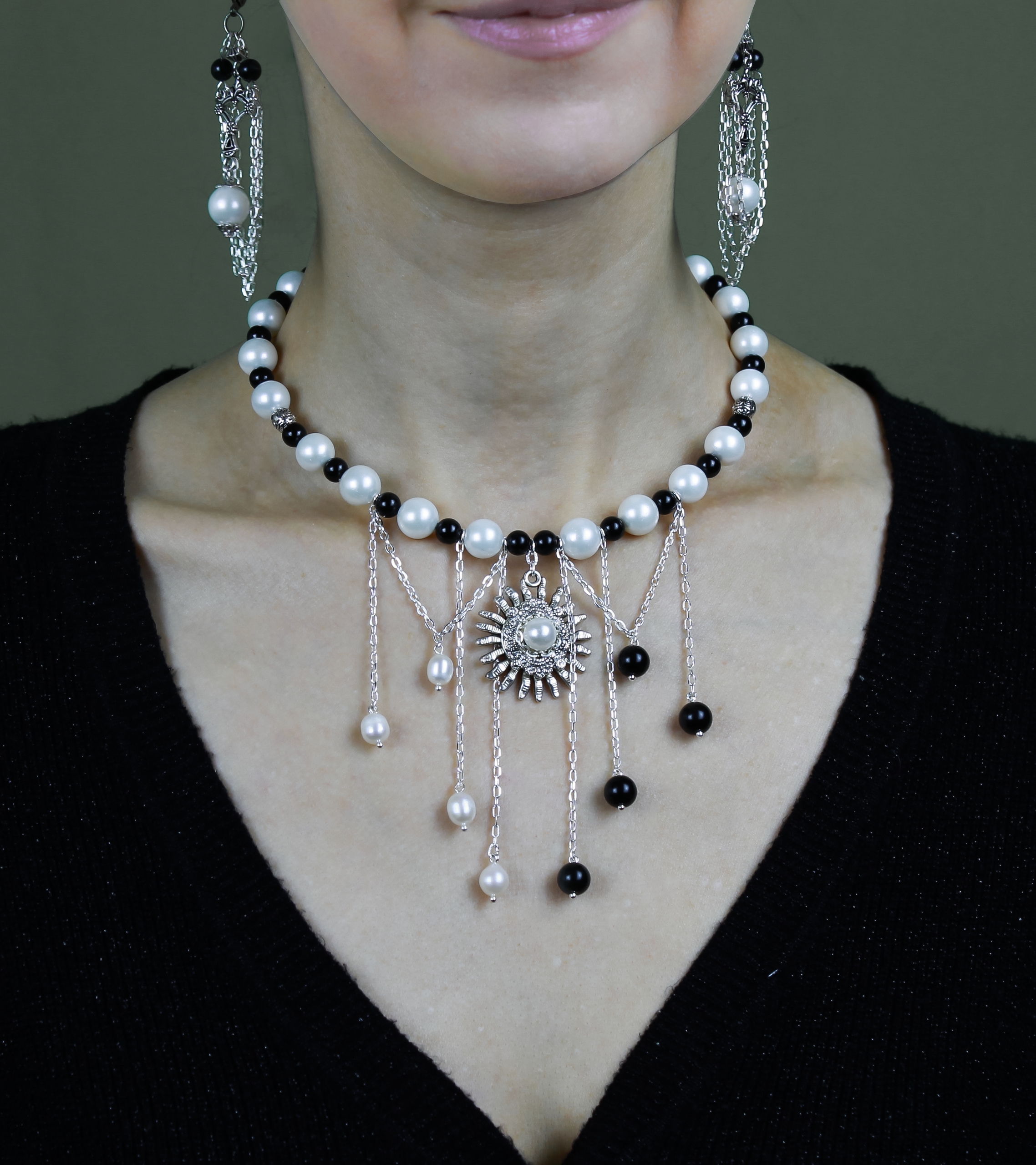 Роскошный комплект украшений «Мягкий лунный свет» — натуральный жемчуг - фото товара