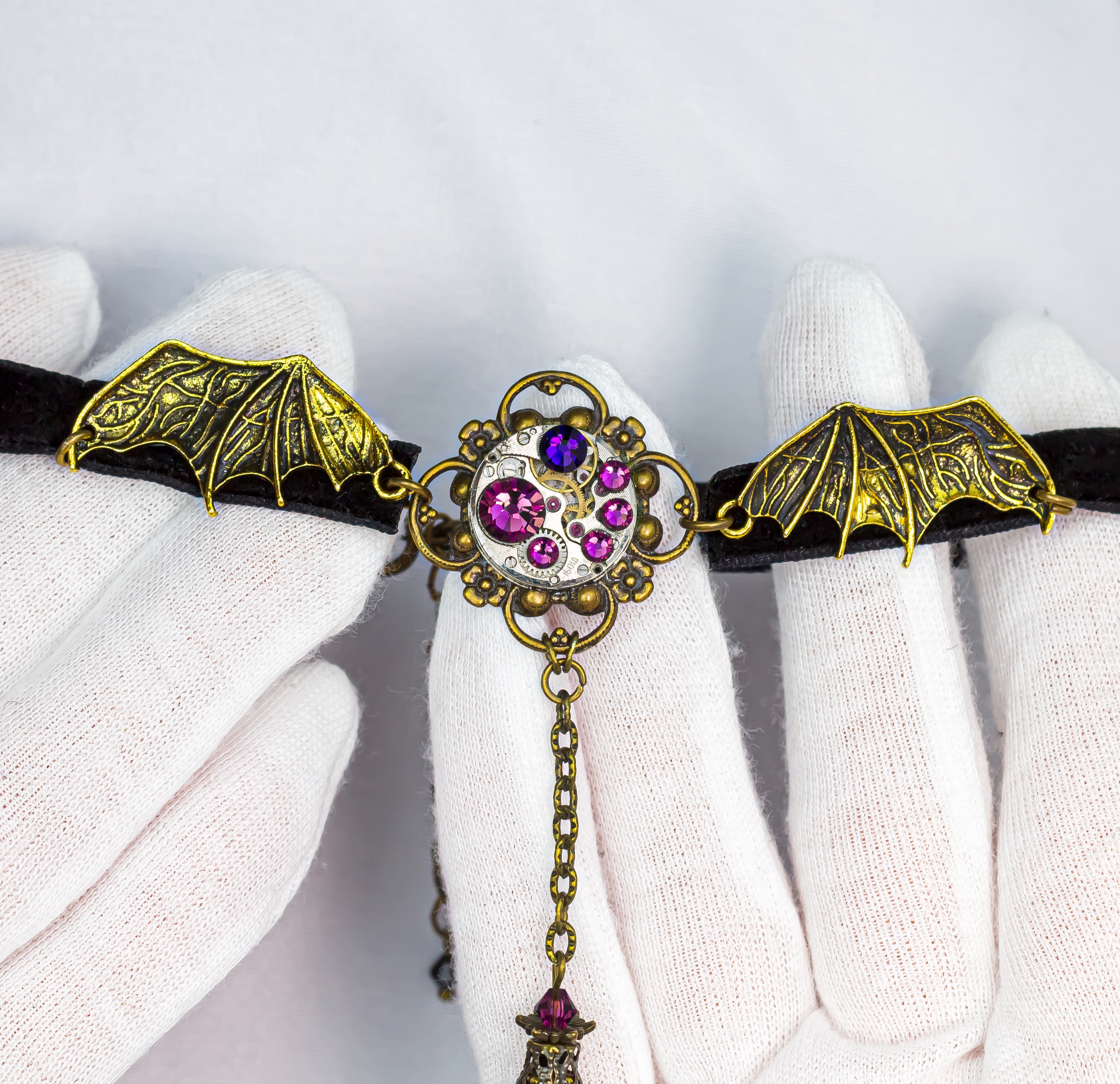 Изображение 2 товара Винтажный Комплект Украшений  "Сердце Дракона" 🐉💜(чокер и серьги)