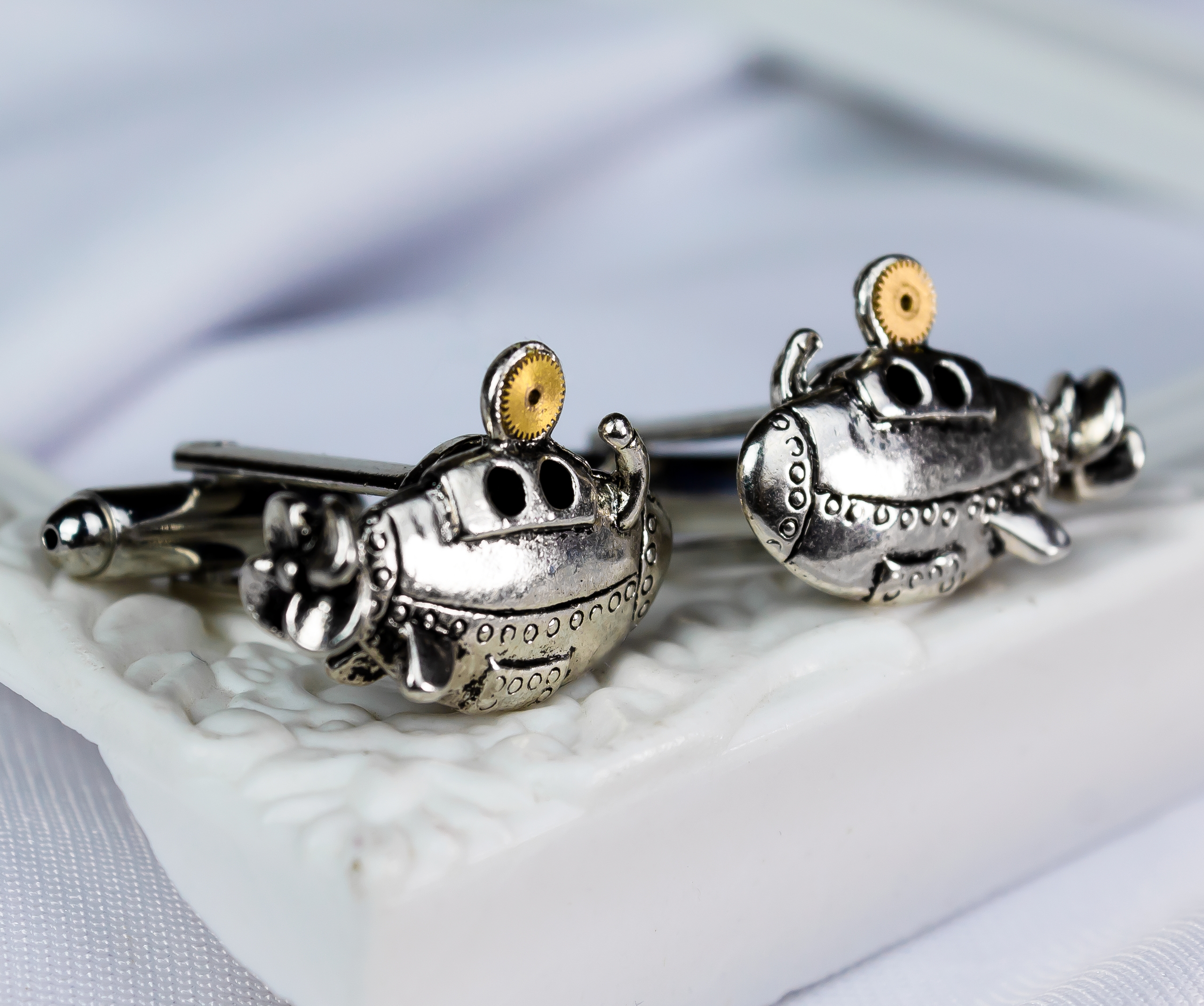 Изображение 2 товара Запонки "Субмарина" 🚢⚙️