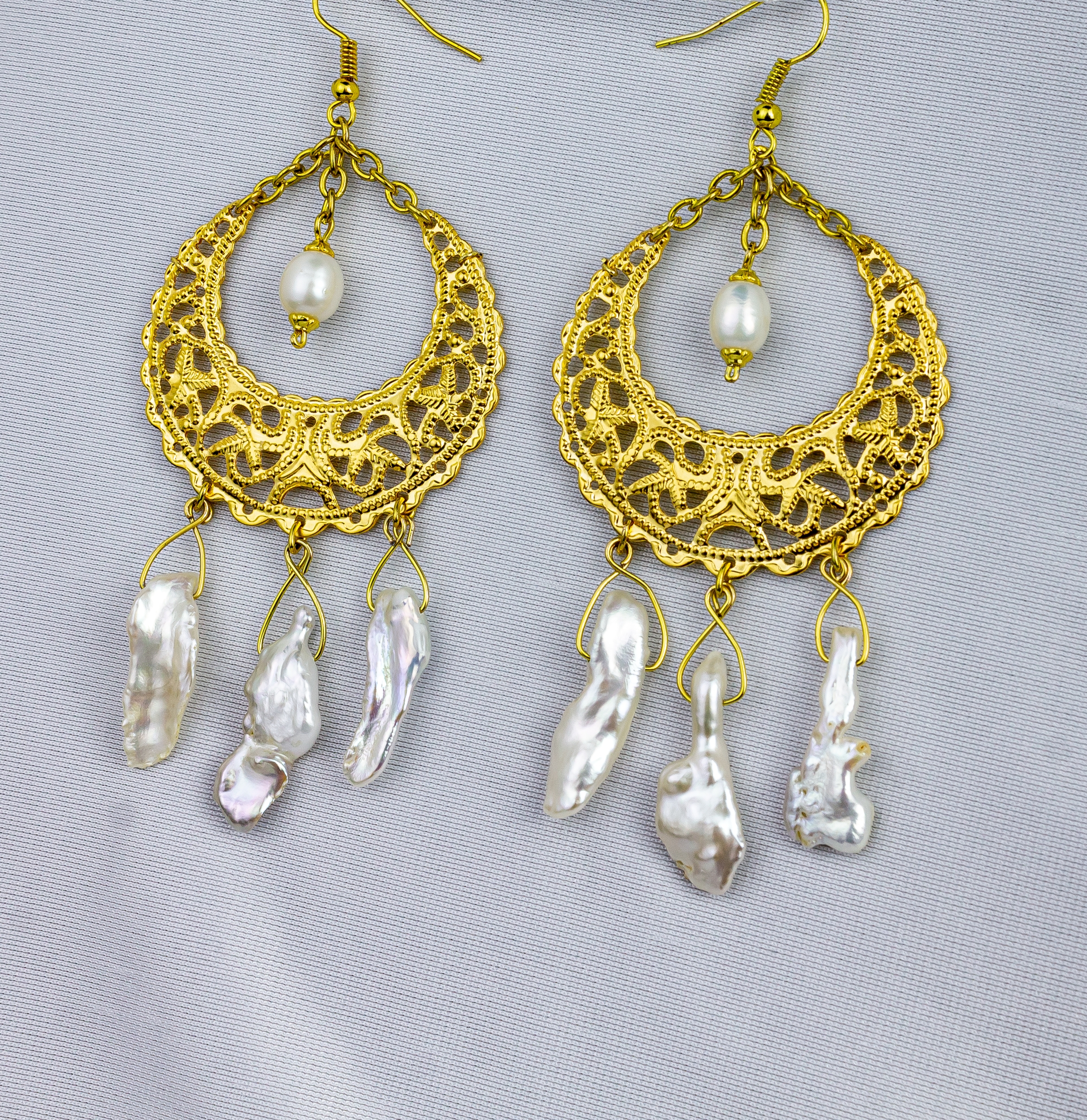 Дополнительное фото товара Винтажные Cерьги "Лунная Роскошь" с Барочным Жемчугом