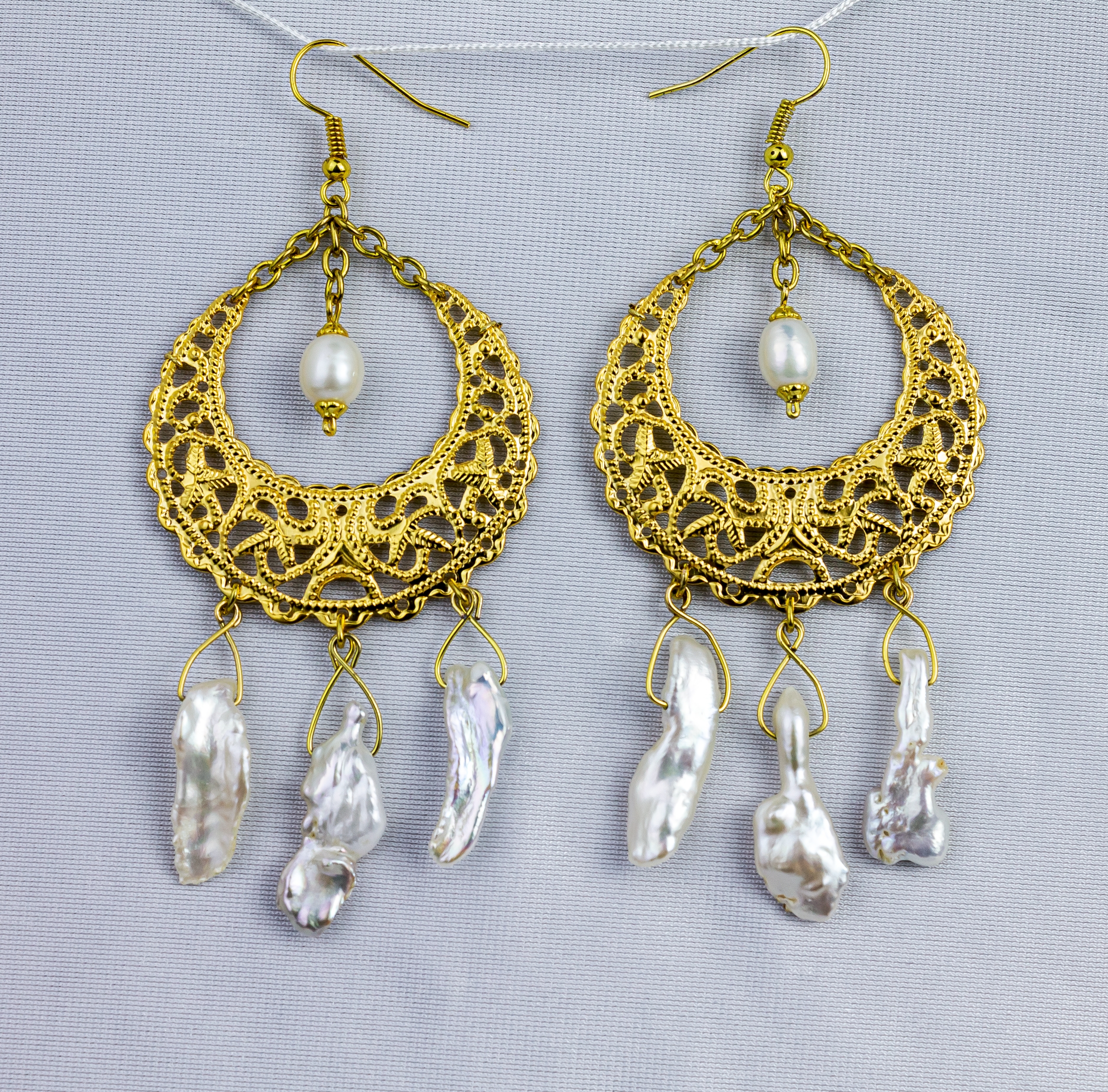 Изображение 2 товара Винтажные Cерьги "Лунная Роскошь" с Барочным Жемчугом