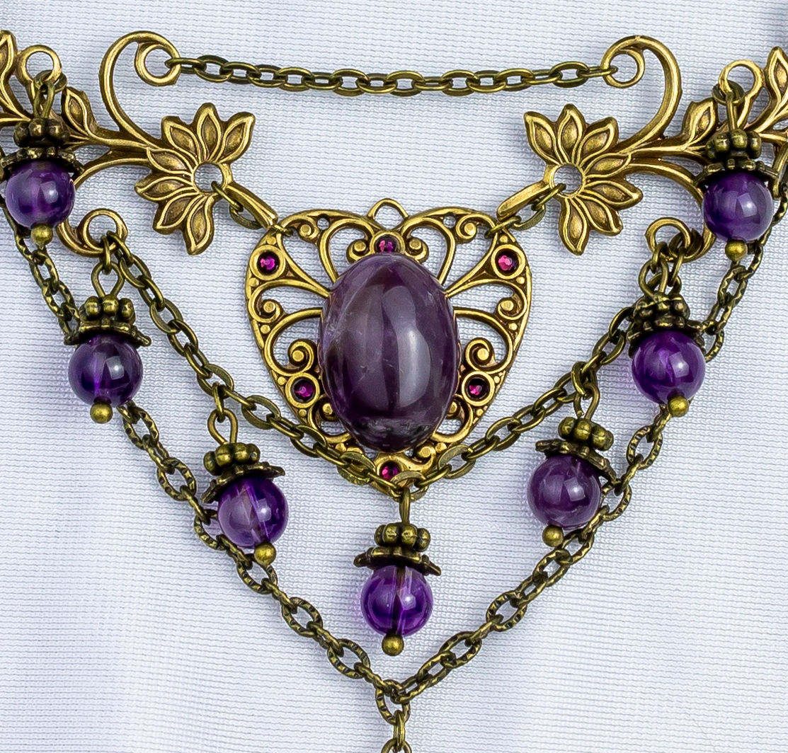 Изображение 2 товара Винтажный Комплект Украшений "Сердце Аметиста" с Натуральным Аметистом