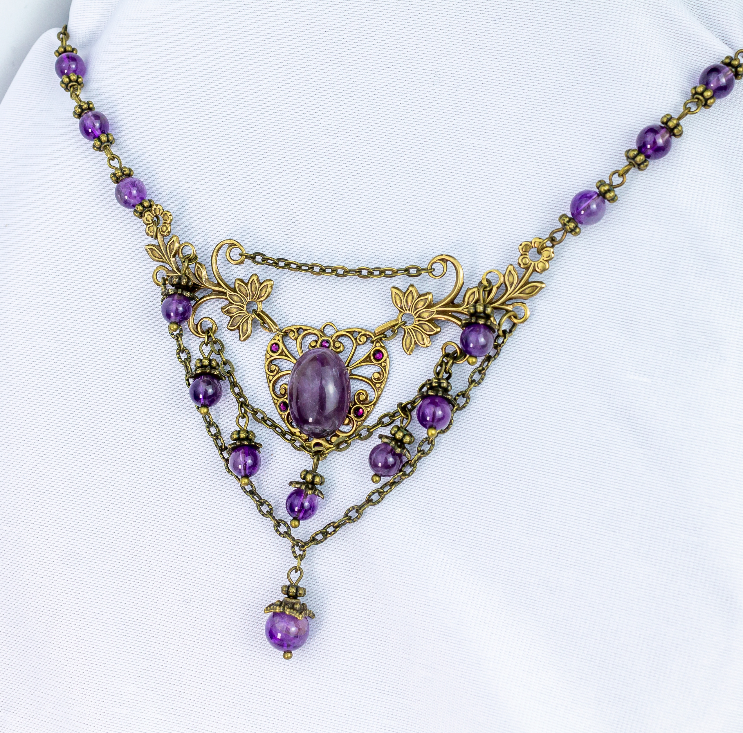 Изображение 4 товара Винтажный Комплект Украшений "Сердце Аметиста" с Натуральным Аметистом