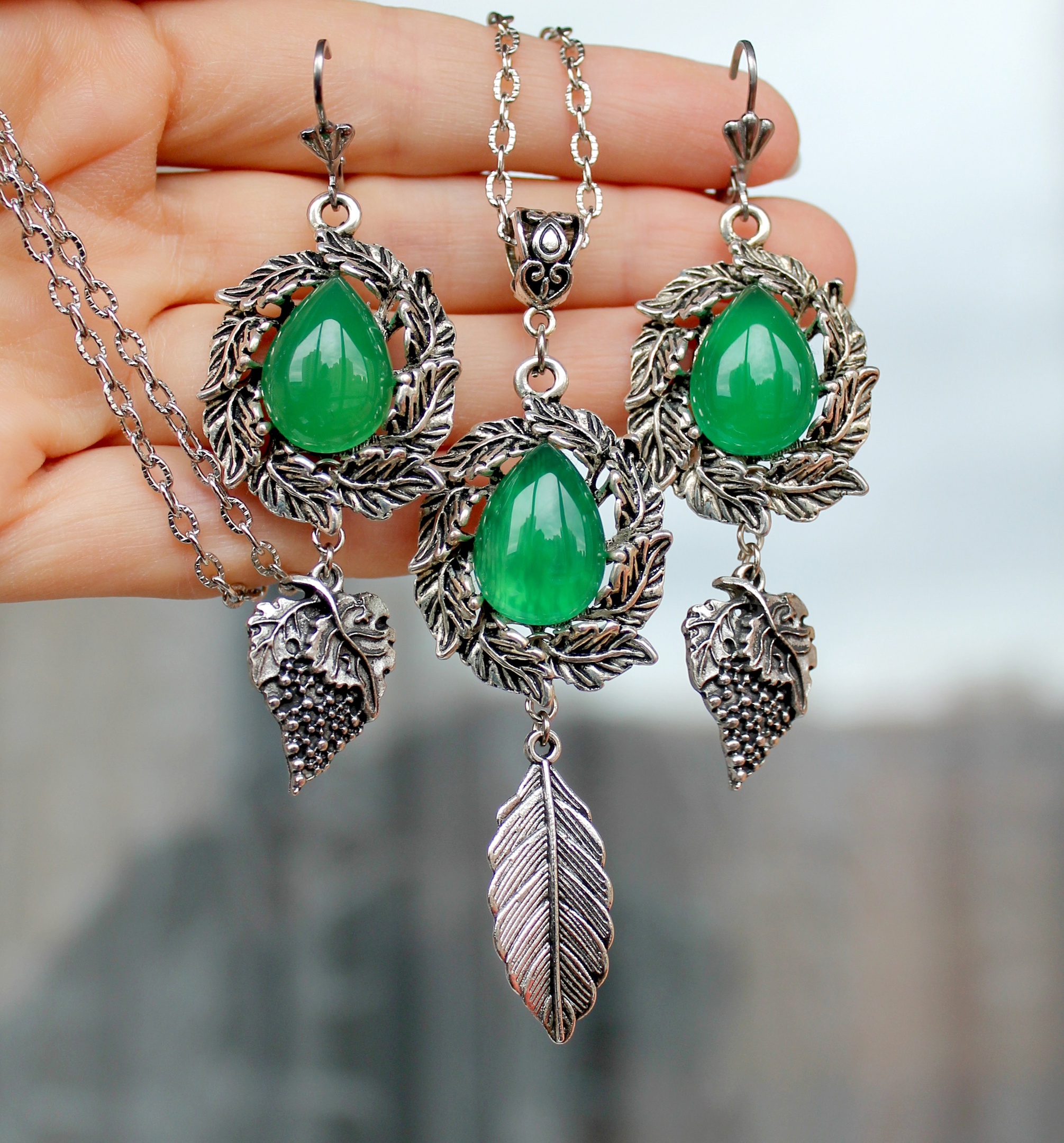 Дополнительное фото товара Винтажный Комплект Украшений с Агатом "Райский сад"