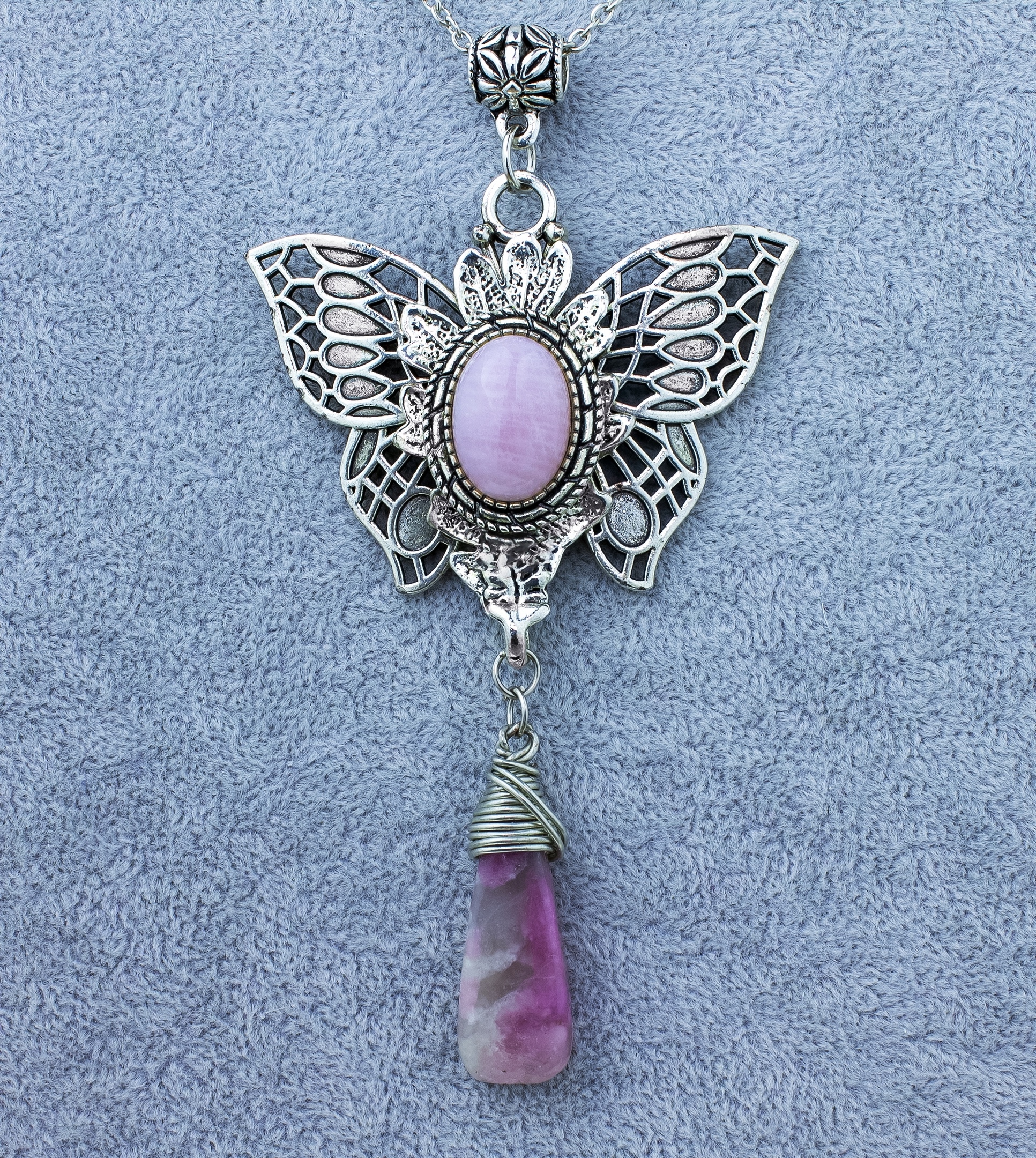 Винтажный Кулон с Натуральными Камнями Розовым Кварцем и Турмалином "Р - фото товара