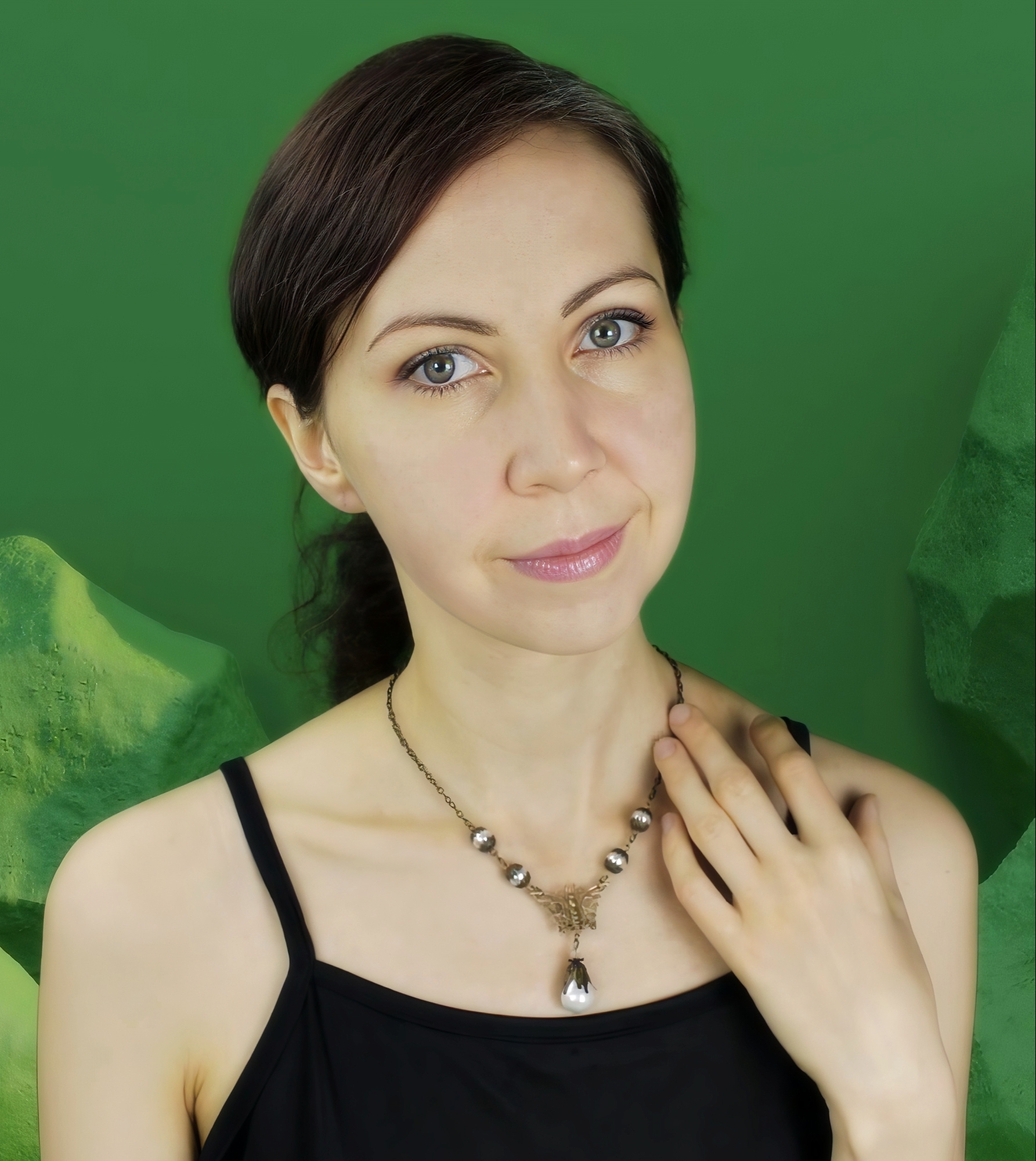 Винтажный Комплект Украшений (Колье + Серьги) "Счастье" с Натуральным  - фото товара