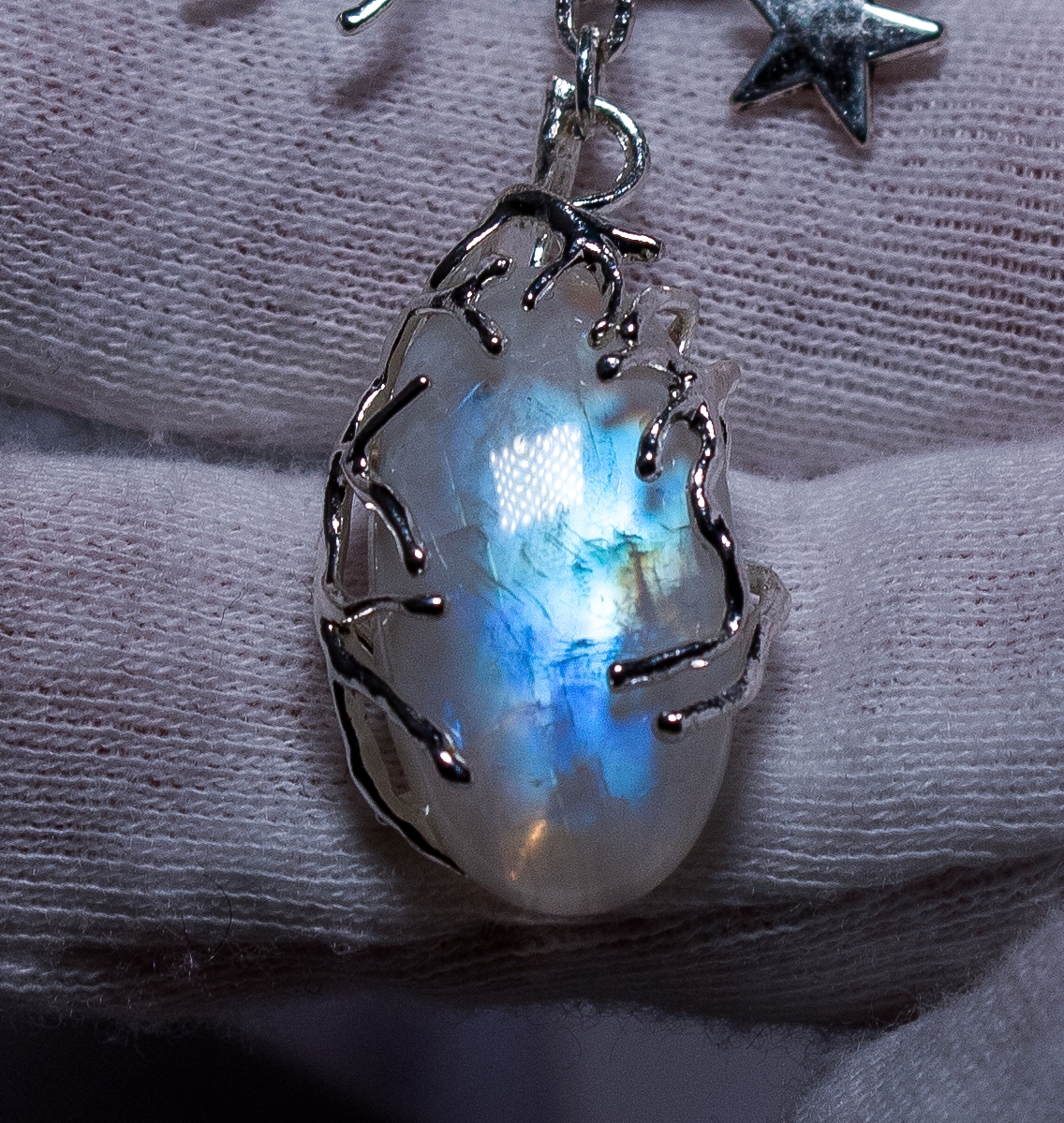 Комплект Колье+ Серьги "Мягкий Лунный Свет" с Натуральным Редким Лунны - фото товара