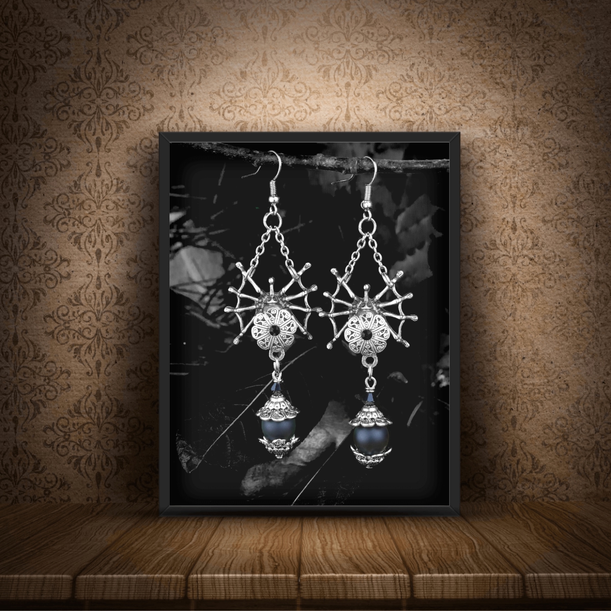 Изображение 3 товара Серьги с Агатом и Сваровски 🕸Шикарная Готика🕸