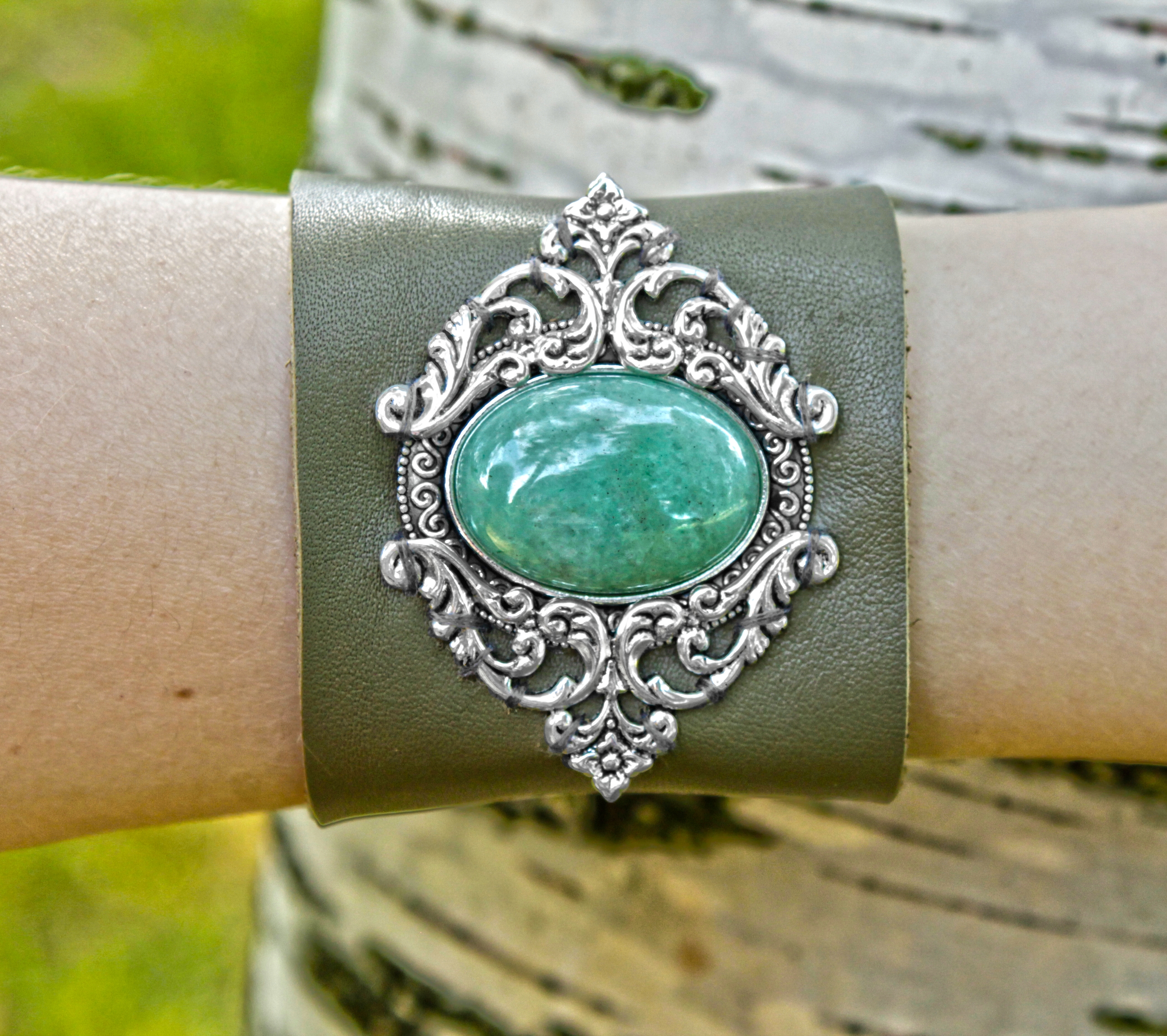 Дополнительное фото товара Браслет из Натуральной Кожи с Натуральным Авантюрином "Афродита"