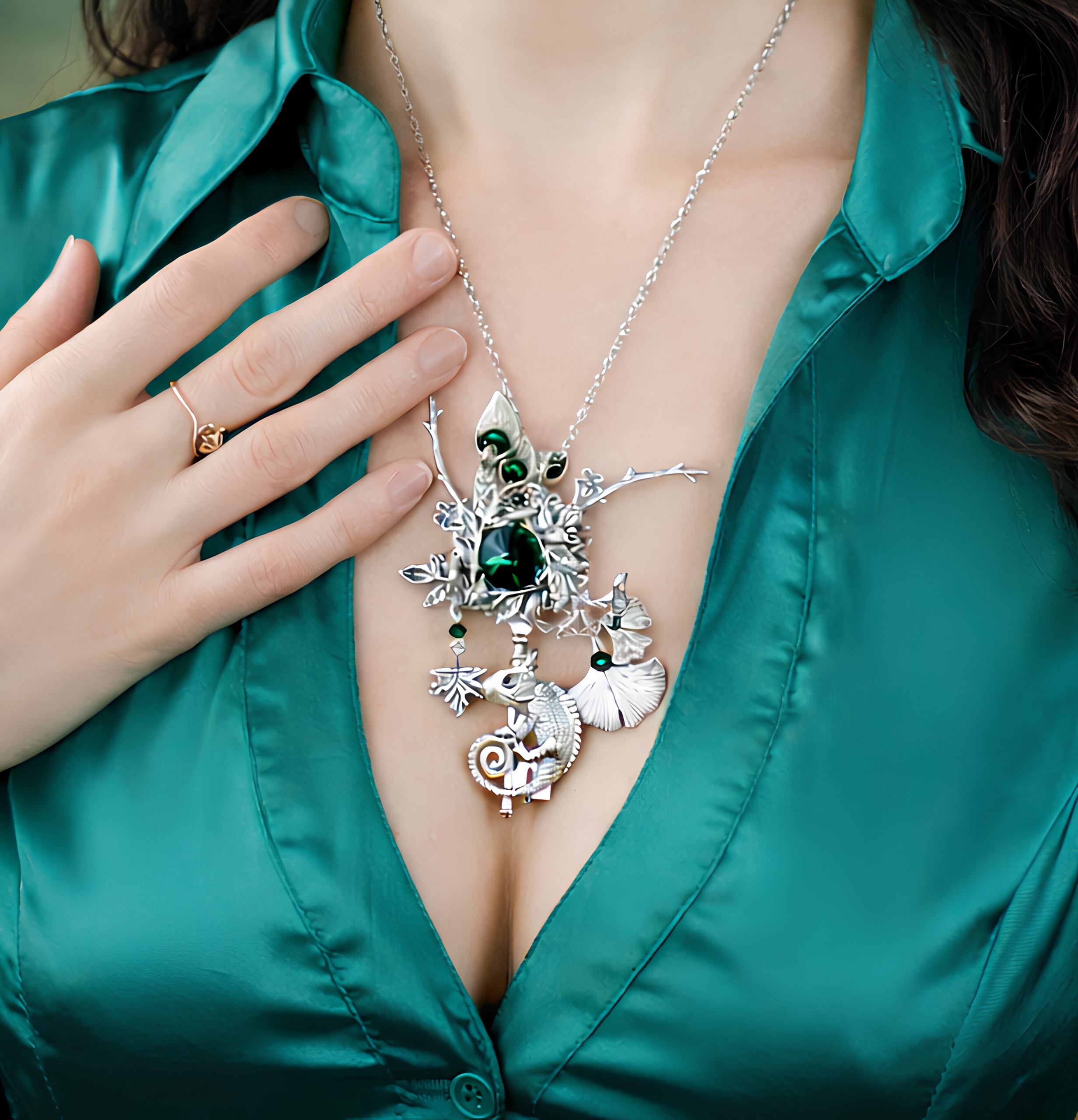 Изображение 3 товара Шикарный Винтажный Изумрудный Ключик со Сваровски