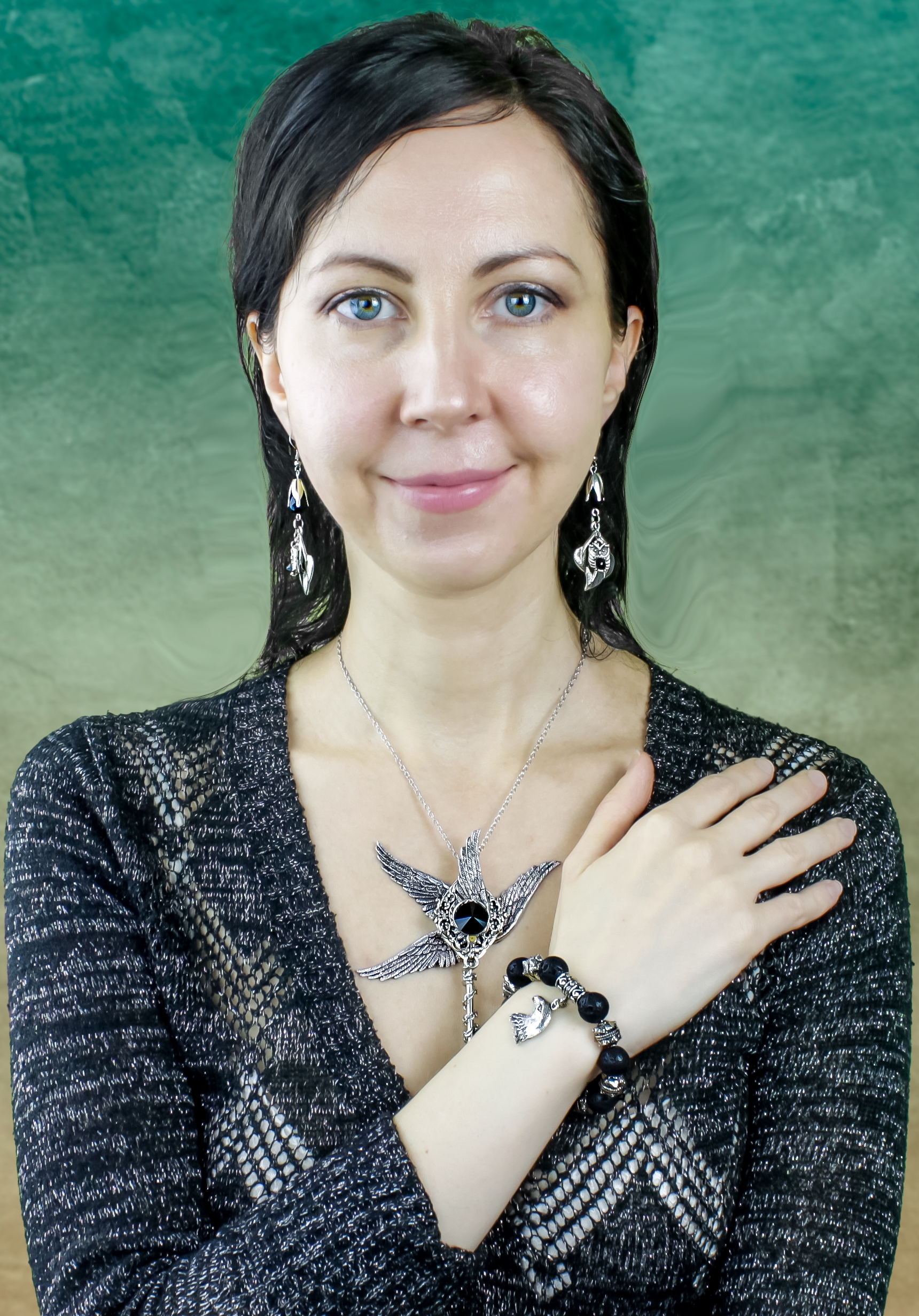 Дополнительное фото товара Винтажный Кулон - Ключ "Сумеречный Лес" со Сваровски, Совой и Крыльями