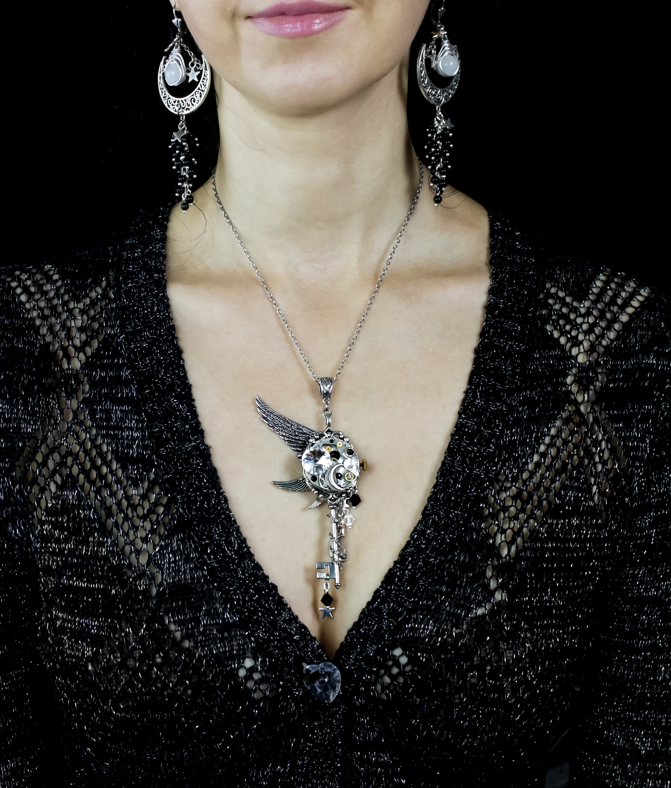 Роскошный Комплект Украшений с Натуральными Камнями, Swаrоvski и винта - фото товара