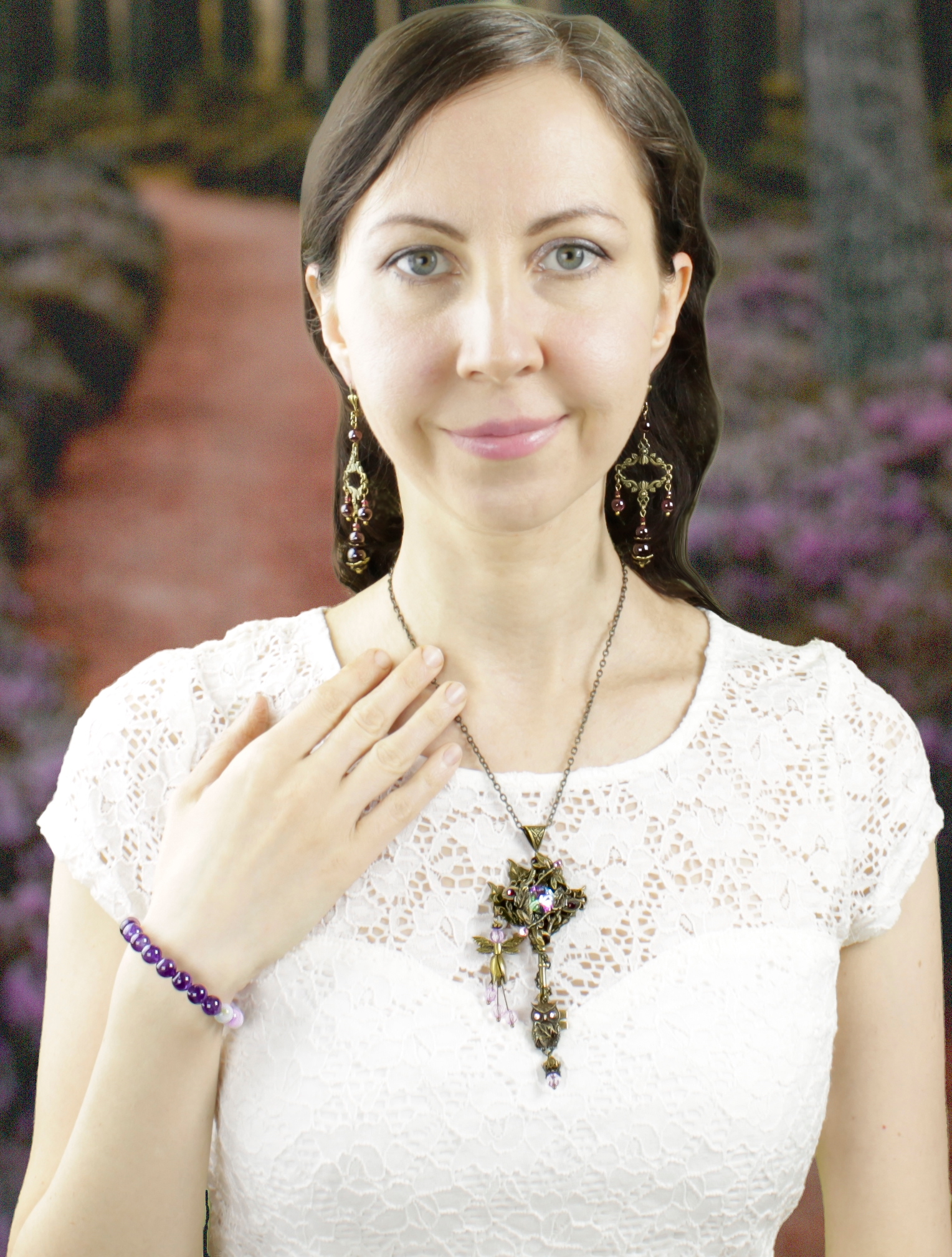 Дополнительное фото товара Винтажный Кулон - Ключик "Амулет Лесной Совы" со Сваровски